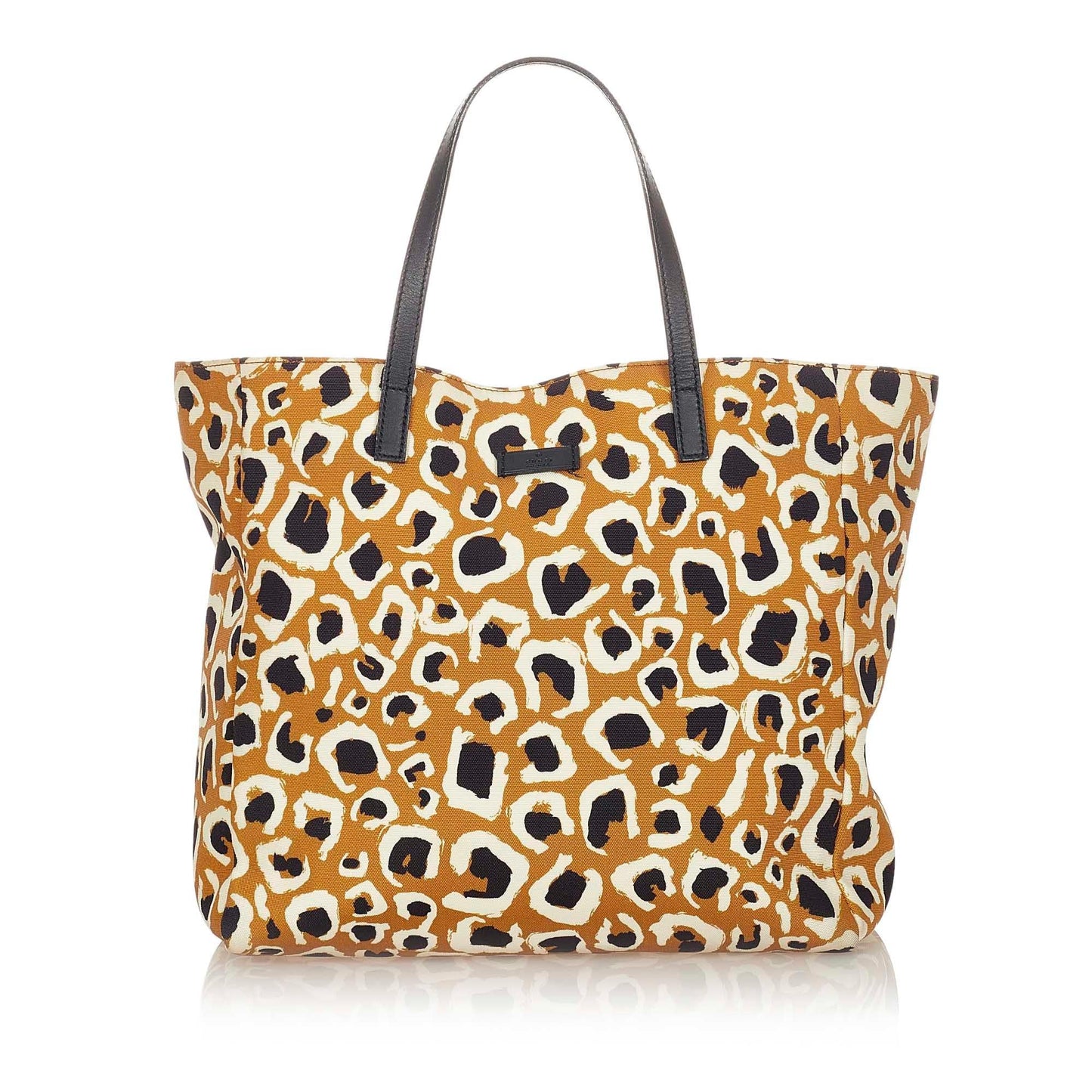 Gucci Leopard Printed SHG Nylon Black Brown Tote Bag