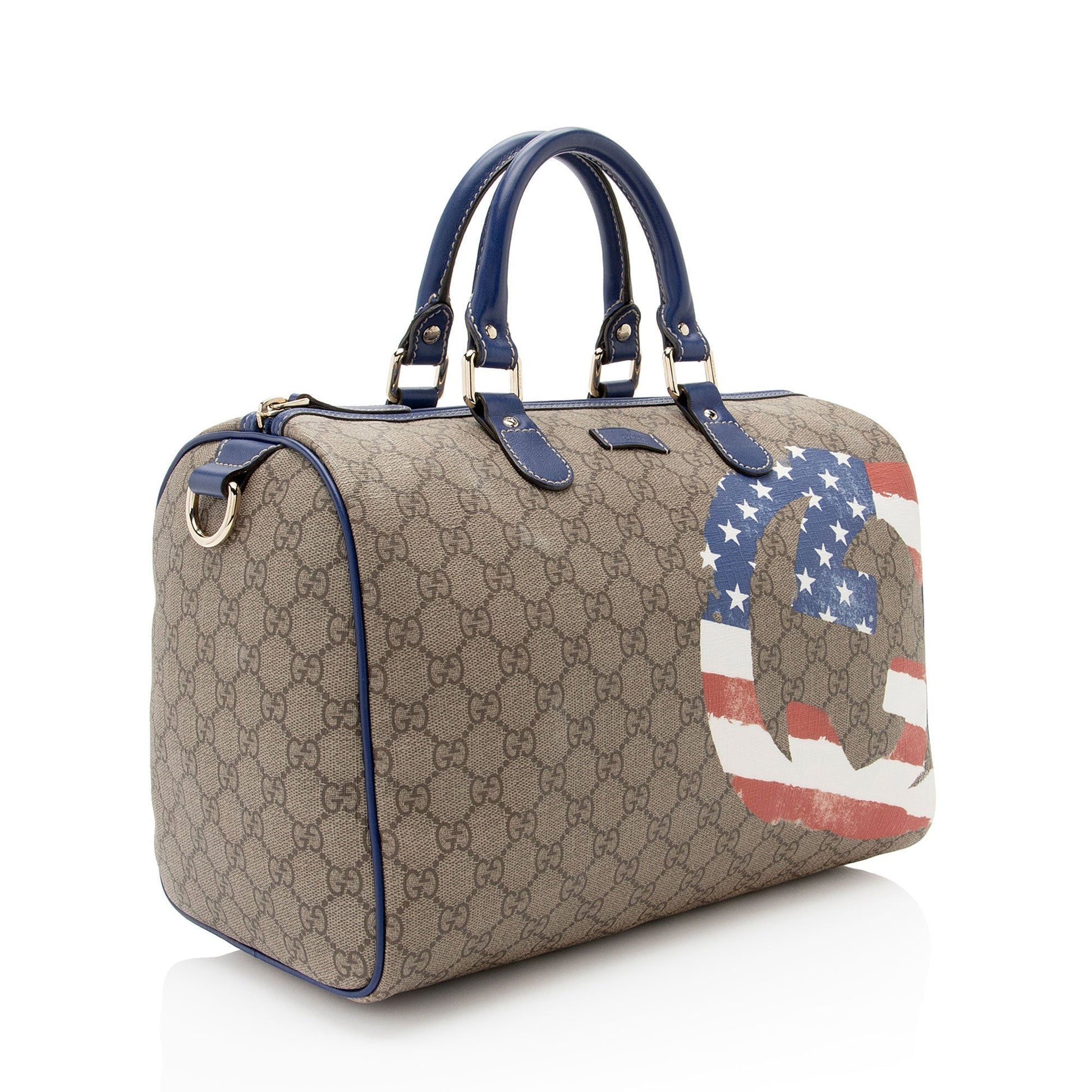 Gucci Limited Edition Unicef America GG Leather Canvas White Beige Satchel Bag