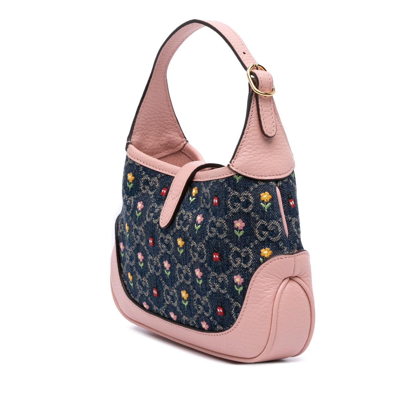 Gucci Limited Edition GG Embroidered Floral Denim Mini Crossbody Bag