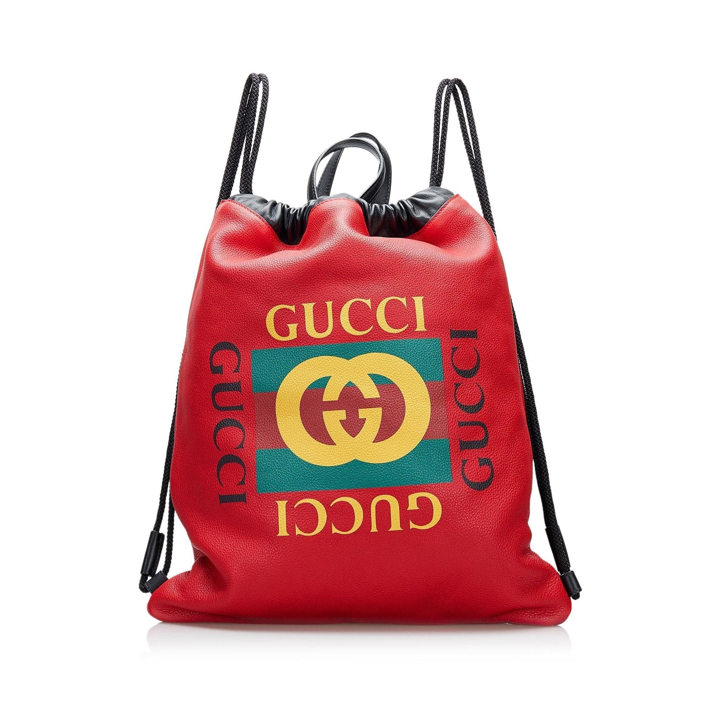 Gucci Drawstring Backpack SHG-Pk7mwg Calf Red Logo Jewelry