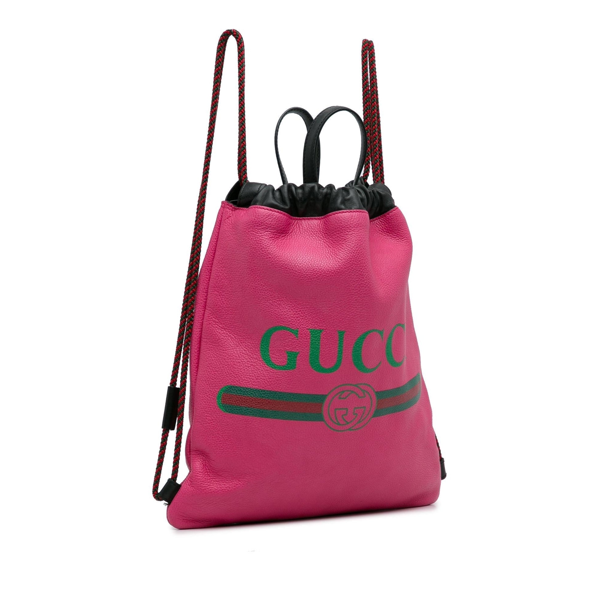 Gucci Drawstring Backpack SHG-u6A3A1 Calf Pink Logo Jewelry