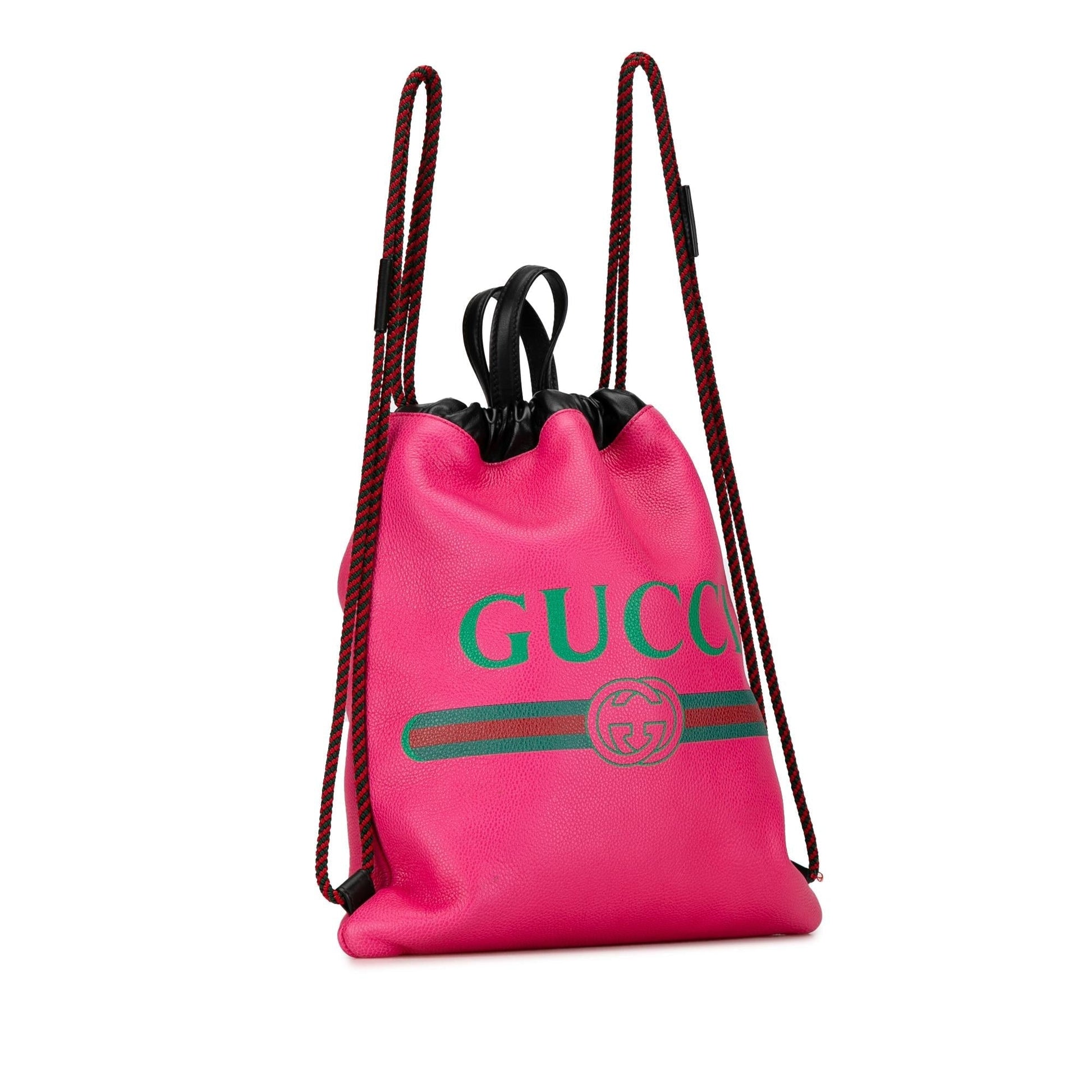Gucci Drawstring Backpack SHG-7UcvNP Calf Pink Logo Jewelry