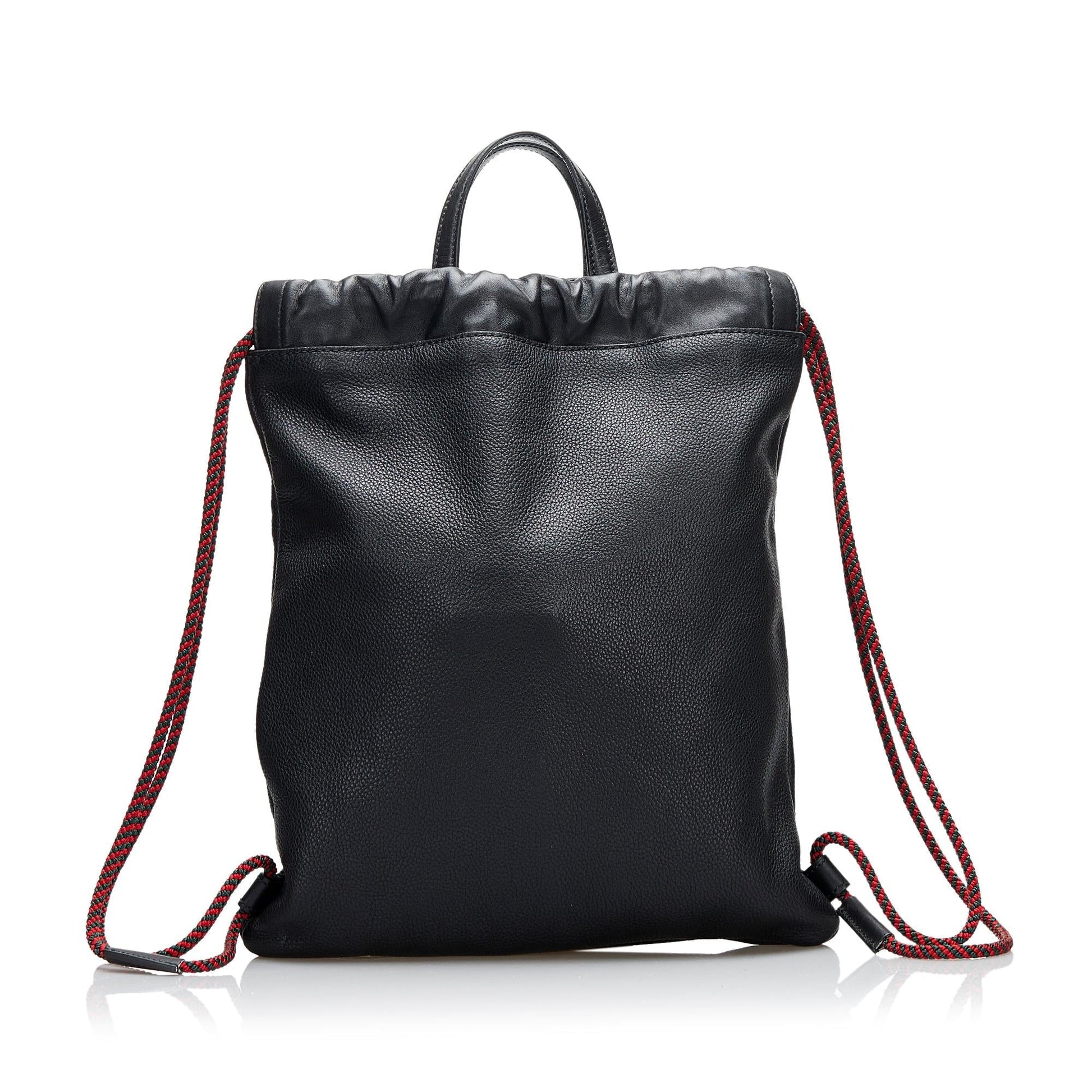 Gucci Drawstring Backpack SHG-f1YPPC Leather Calf Black Logo Jewelry