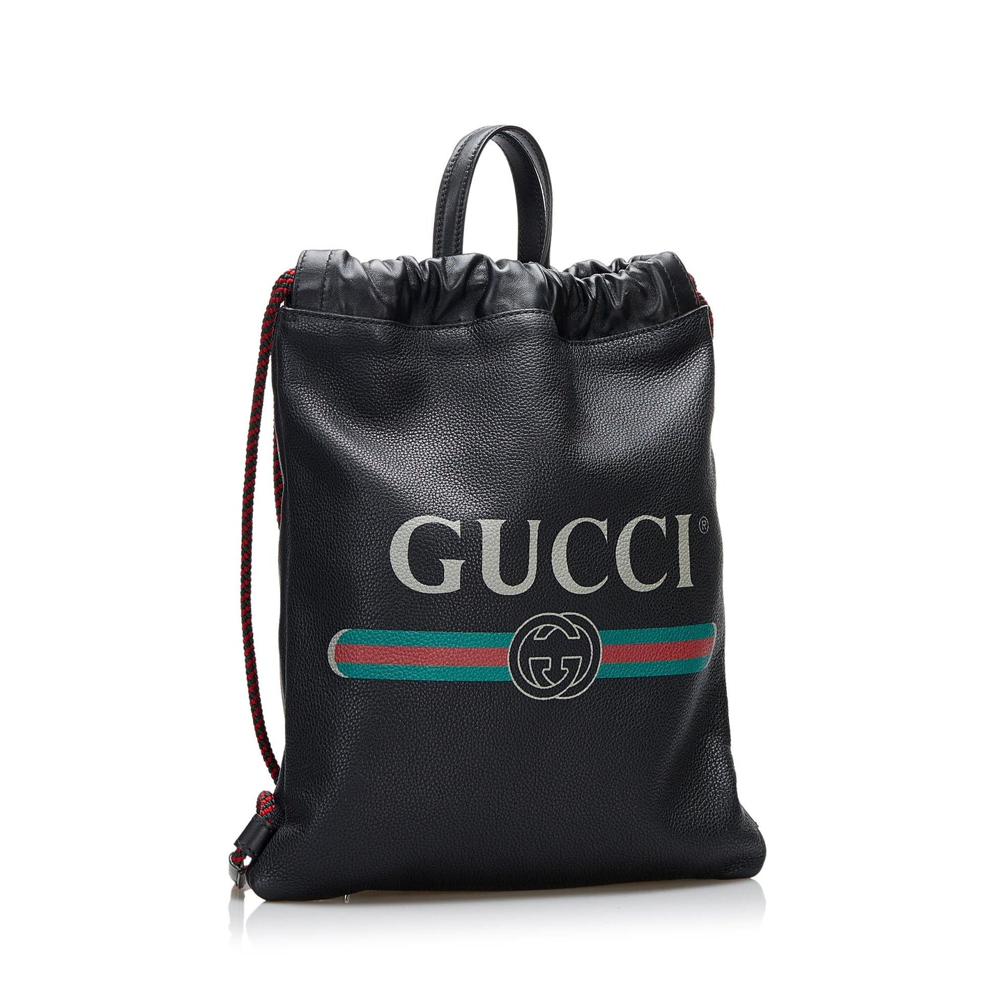 Gucci Drawstring Backpack SHG-f1YPPC Leather Calf Black Logo Jewelry