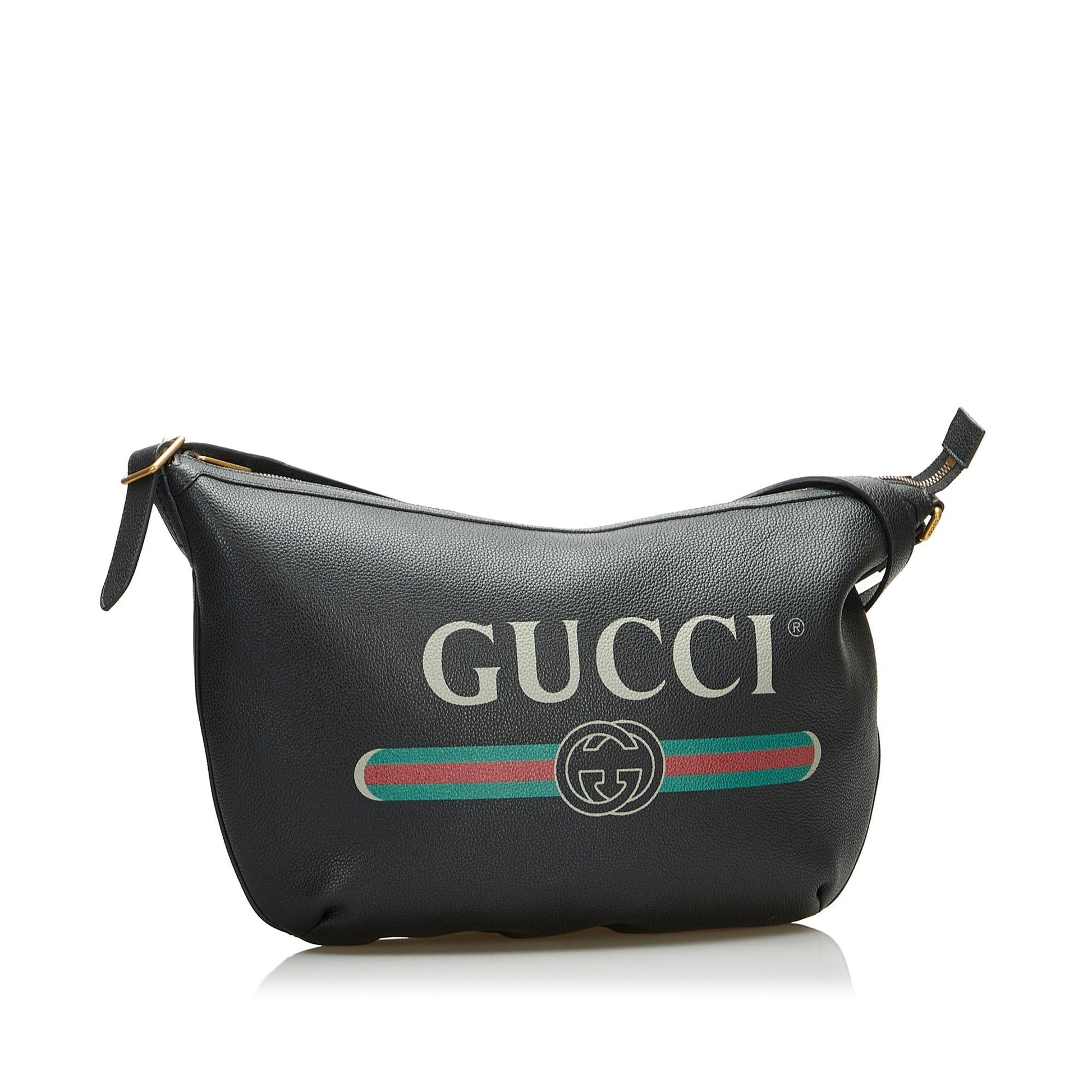 Gucci Half Moon SHG-FIF1Za Calf Black Logo Shoulder Bag