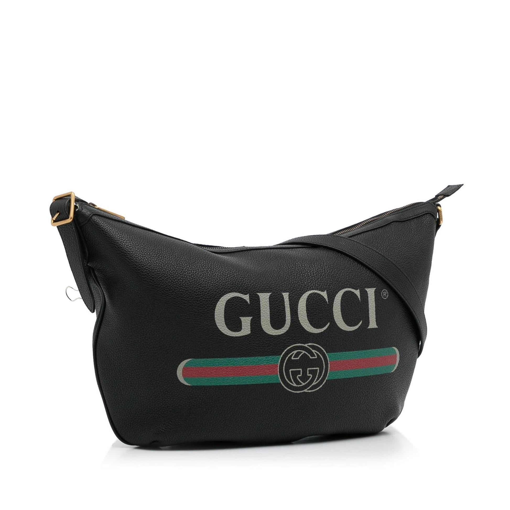 Gucci Half Moon SHG-yiN9Q7 Calf Black Logo Shoulder Bag