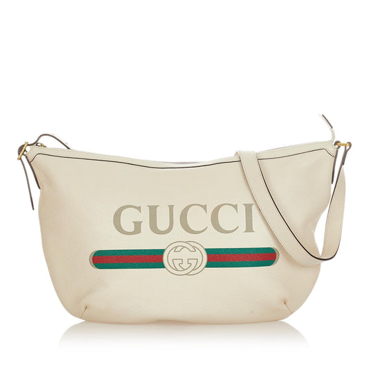 Gucci SHG Leather Calf White Logo Shoulder Bag