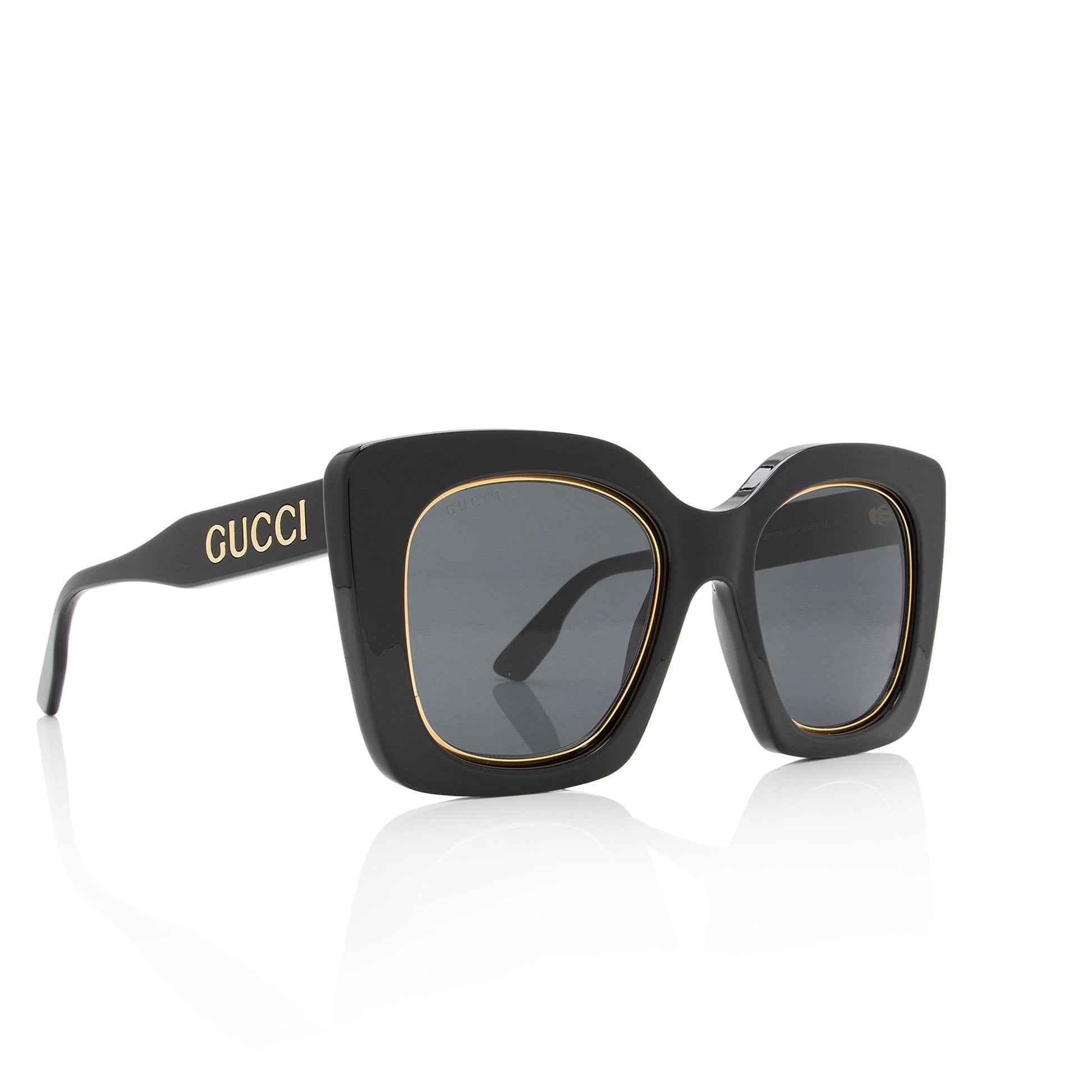 Gucci Oversized Butterfly Sunglasses SHF-MuUS94 Black Logo Accessory