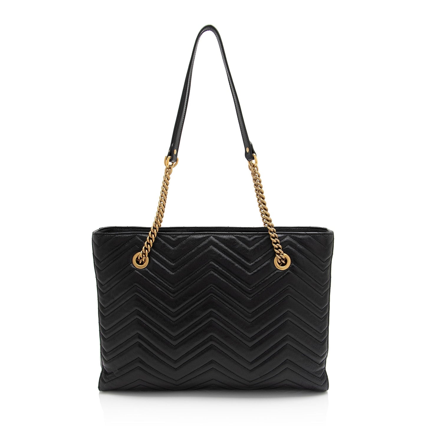 Gucci GG Marmont Chain Matelasse Calfskin Black Medium Tote Bag