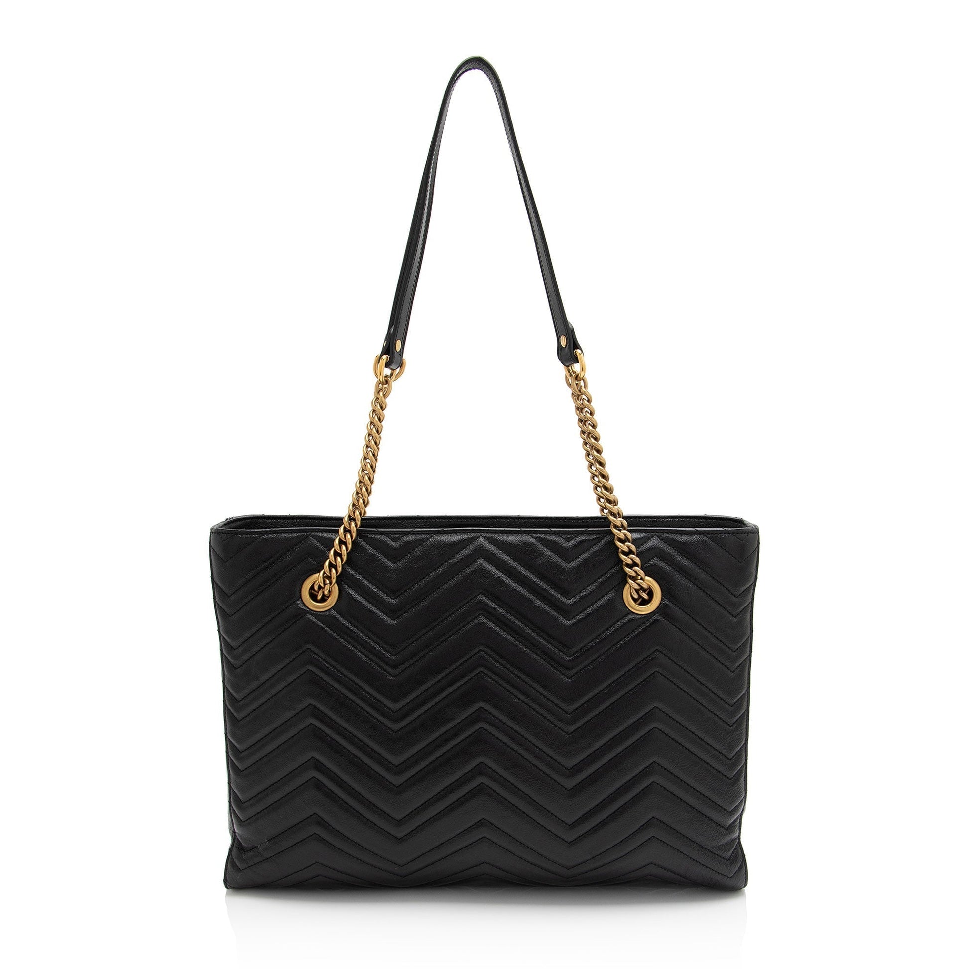 Gucci GG Marmont Chain Matelasse Calfskin Black Medium Tote Bag
