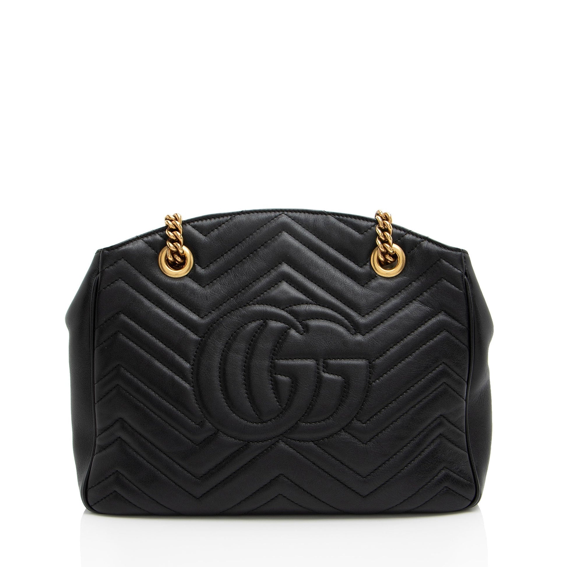 Gucci GG Marmont Open SHF-iImF5c Matelasse Calfskin Black Medium Shoulder Bag