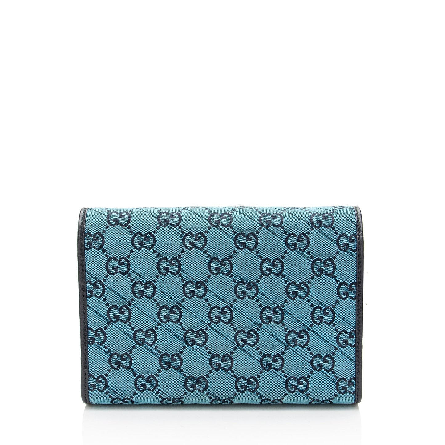 Gucci GG Marmont Wallet on Matelasse Leather Canvas Blue Crossbody Bag