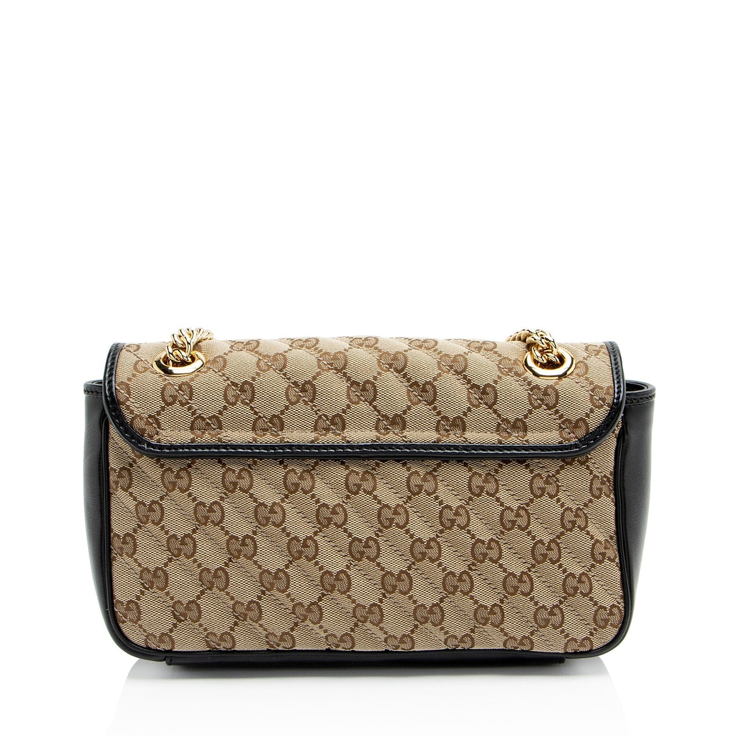 Gucci GG Marmont Flap Matelasse Leather Canvas Black Crossbody Bag Shoulder Bag
