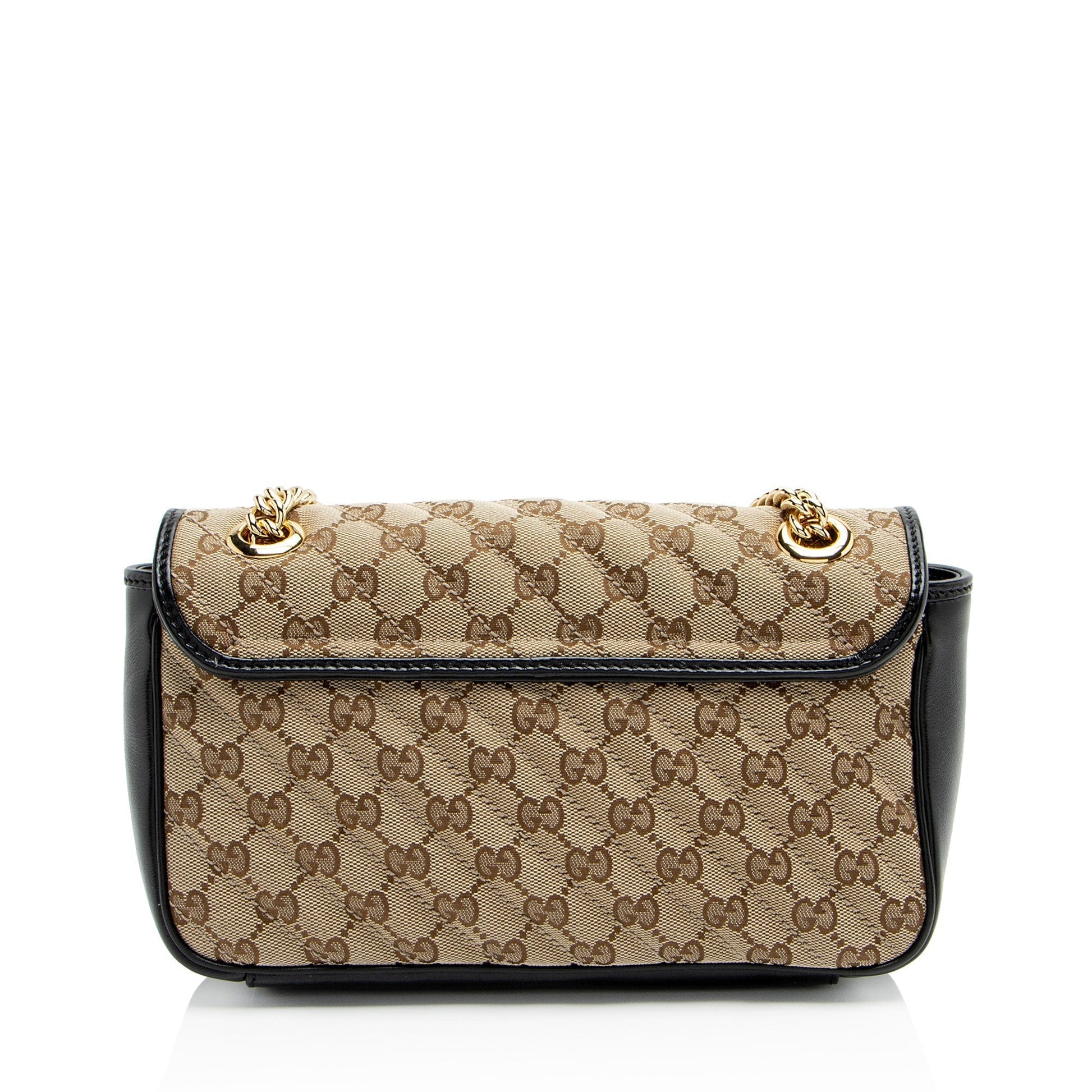 Gucci GG Marmont Flap Matelasse Leather Canvas Black Crossbody Bag Shoulder Bag