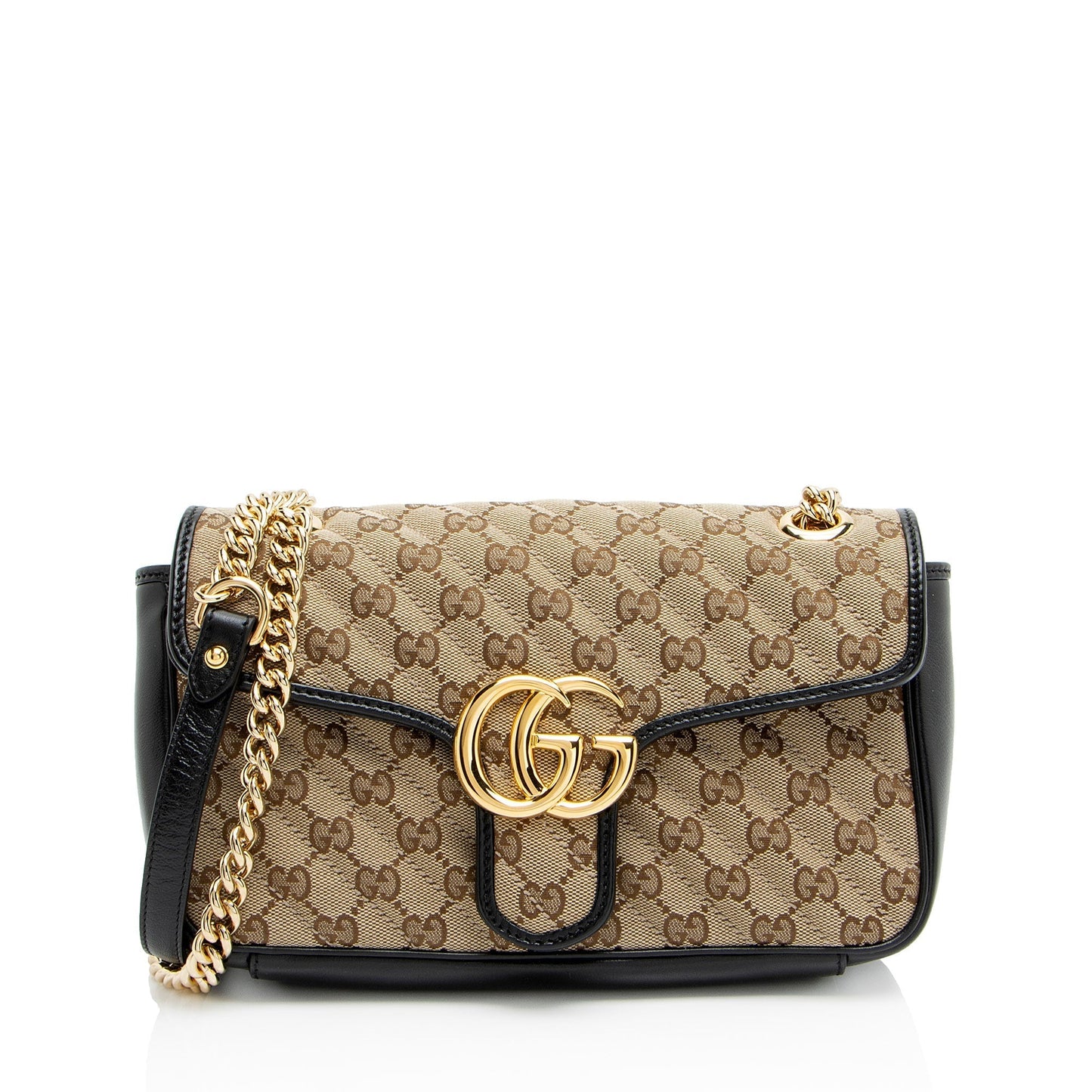 Gucci GG Marmont Flap Matelasse Leather Canvas Black Crossbody Bag Shoulder Bag