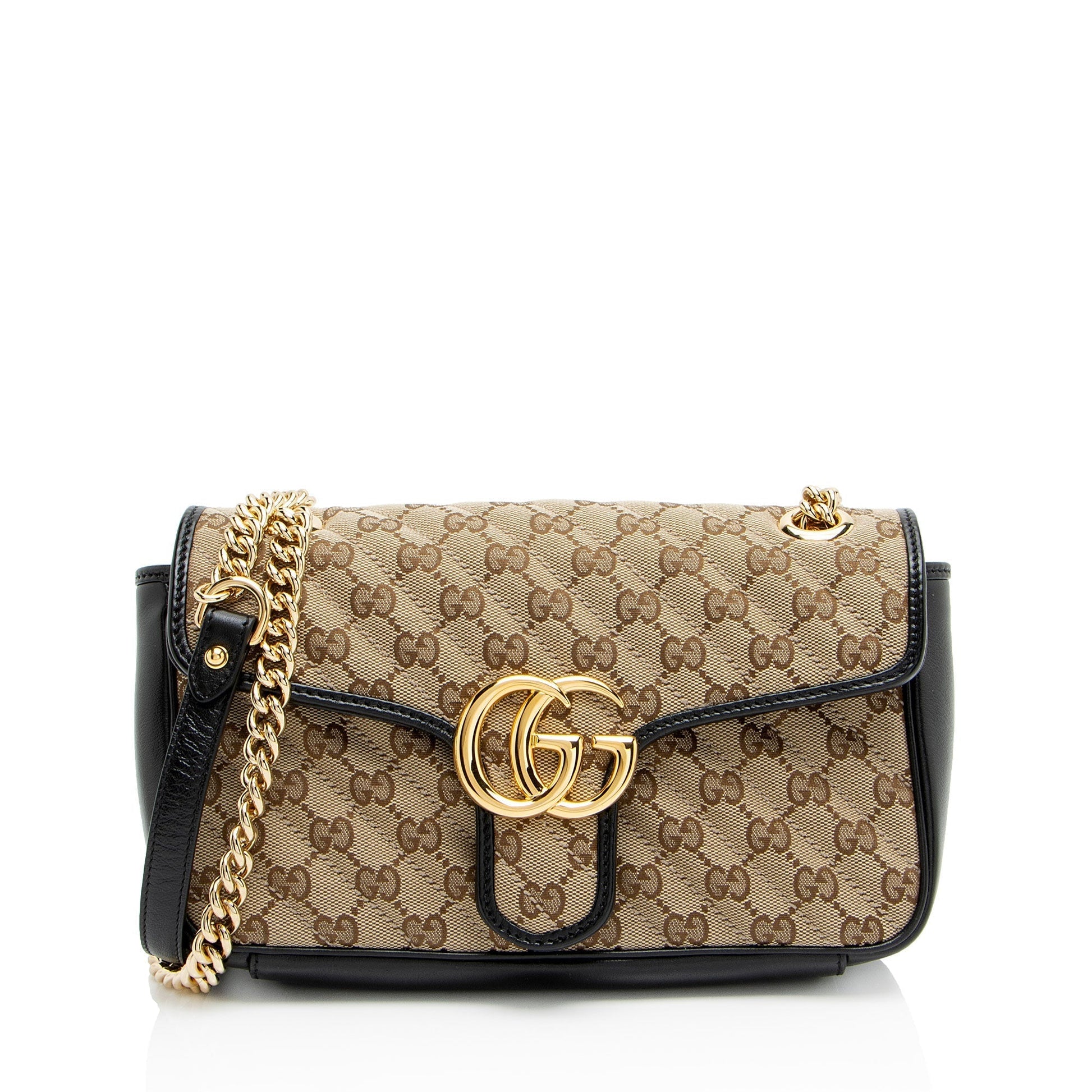 Gucci GG Marmont Flap Matelasse Leather Canvas Black Crossbody Bag Shoulder Bag