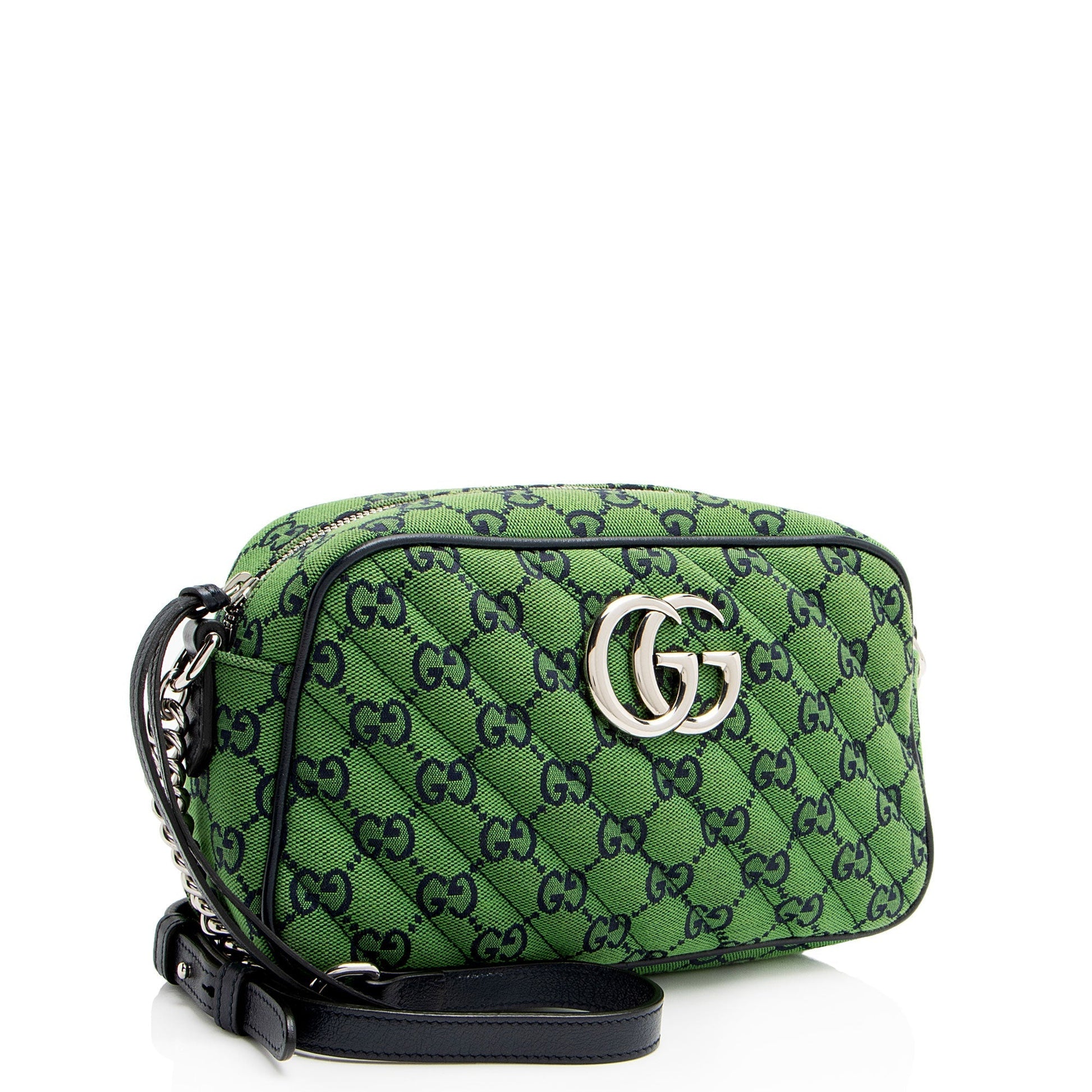 Gucci GG Marmont Matelasse Leather Canvas Blue Crossbody Bag