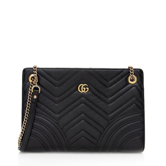 Gucci GG Marmont SHF Matelasse Leather Black Small Tote Bag