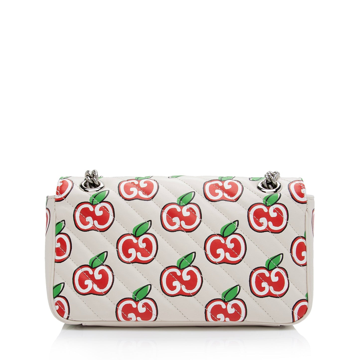Gucci Apple GG Marmont SHF-RyDLUZ Matelasse Monogram Leather White Crossbody Bag