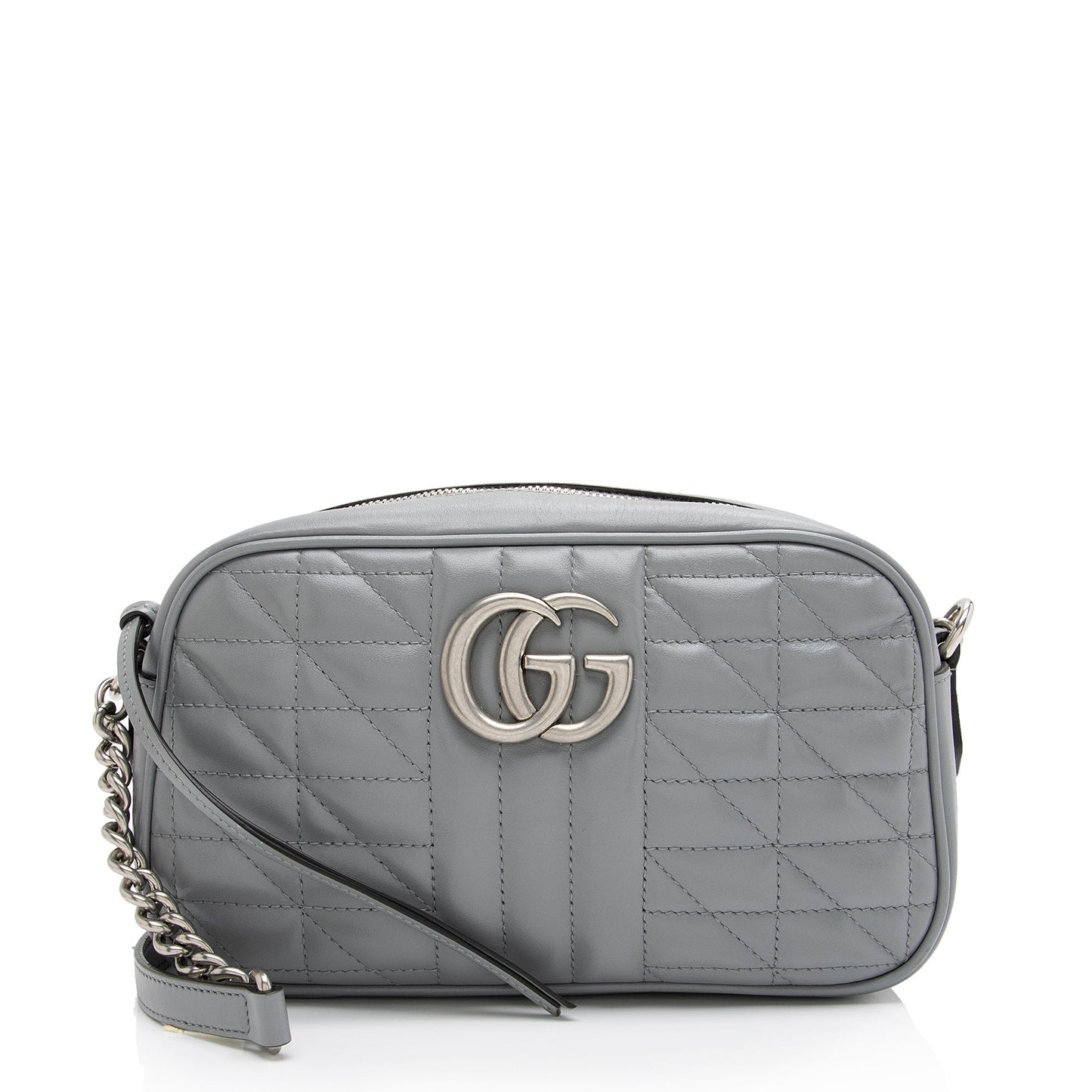 Gucci Aria GG Marmont SHF-ftU2zH Matelasse Leather Grey Small Crossbody Bag
