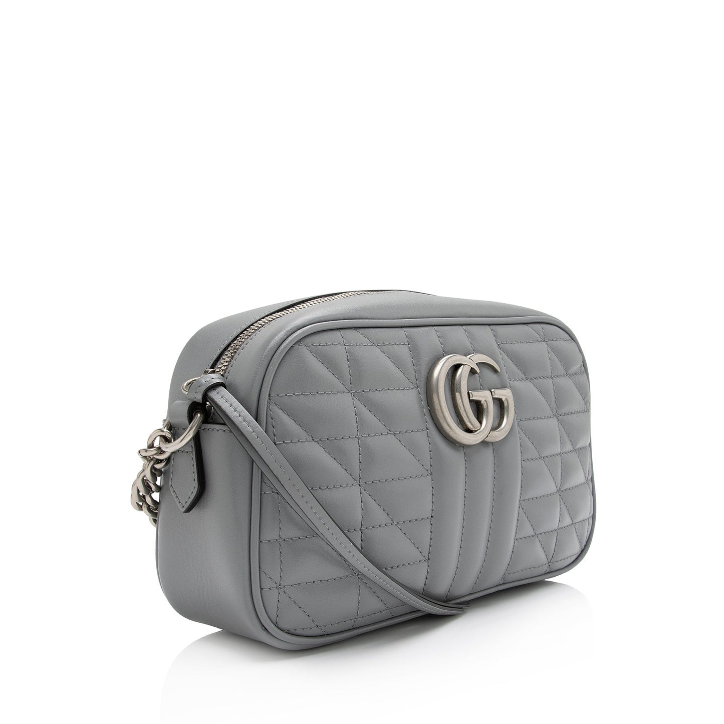 Gucci Aria GG Marmont SHF-ftU2zH Matelasse Leather Grey Small Crossbody Bag