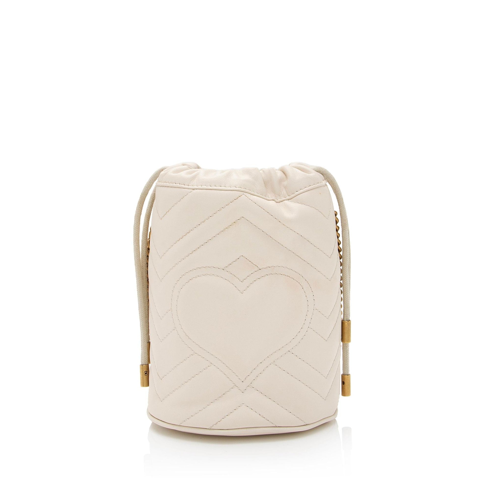 Gucci GG Marmont Bucket SHF-OKI41N Matelasse Leather White Mini Crossbody Bag