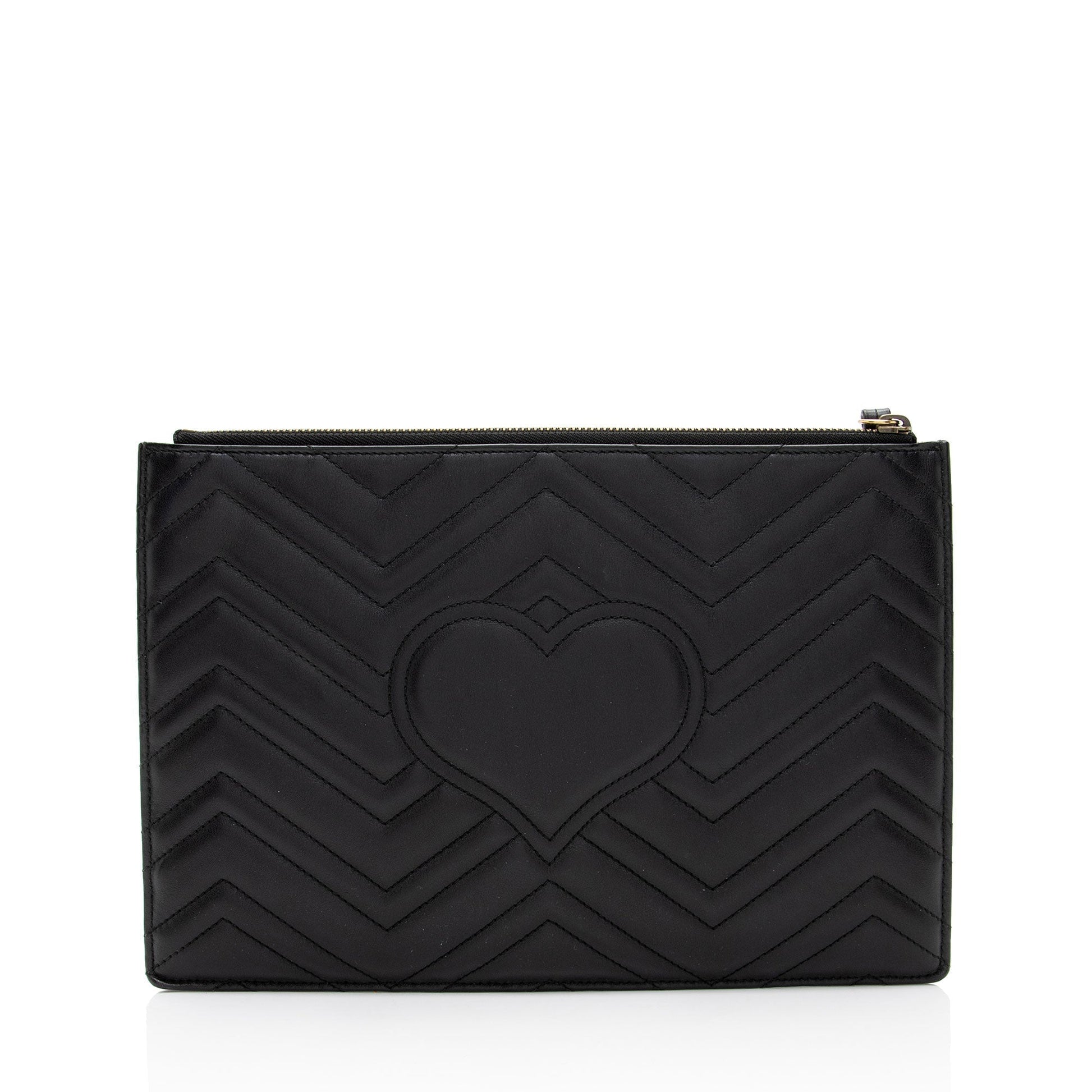 Gucci GG Marmont Animal Studs Matelasse Leather Black Clutch Bag