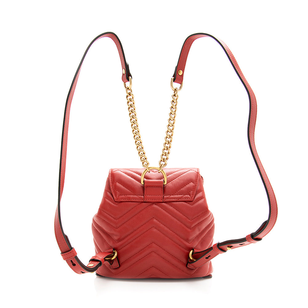 Gucci GG Marmont Backpack Matelasse Leather Red Mini Shoulder Bag