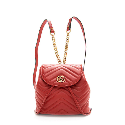 Gucci GG Marmont Backpack Matelasse Leather Red Mini Shoulder Bag
