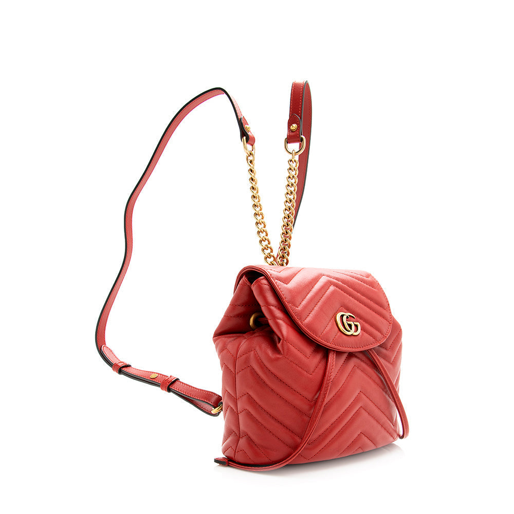 Gucci GG Marmont Backpack Matelasse Leather Red Mini Shoulder Bag