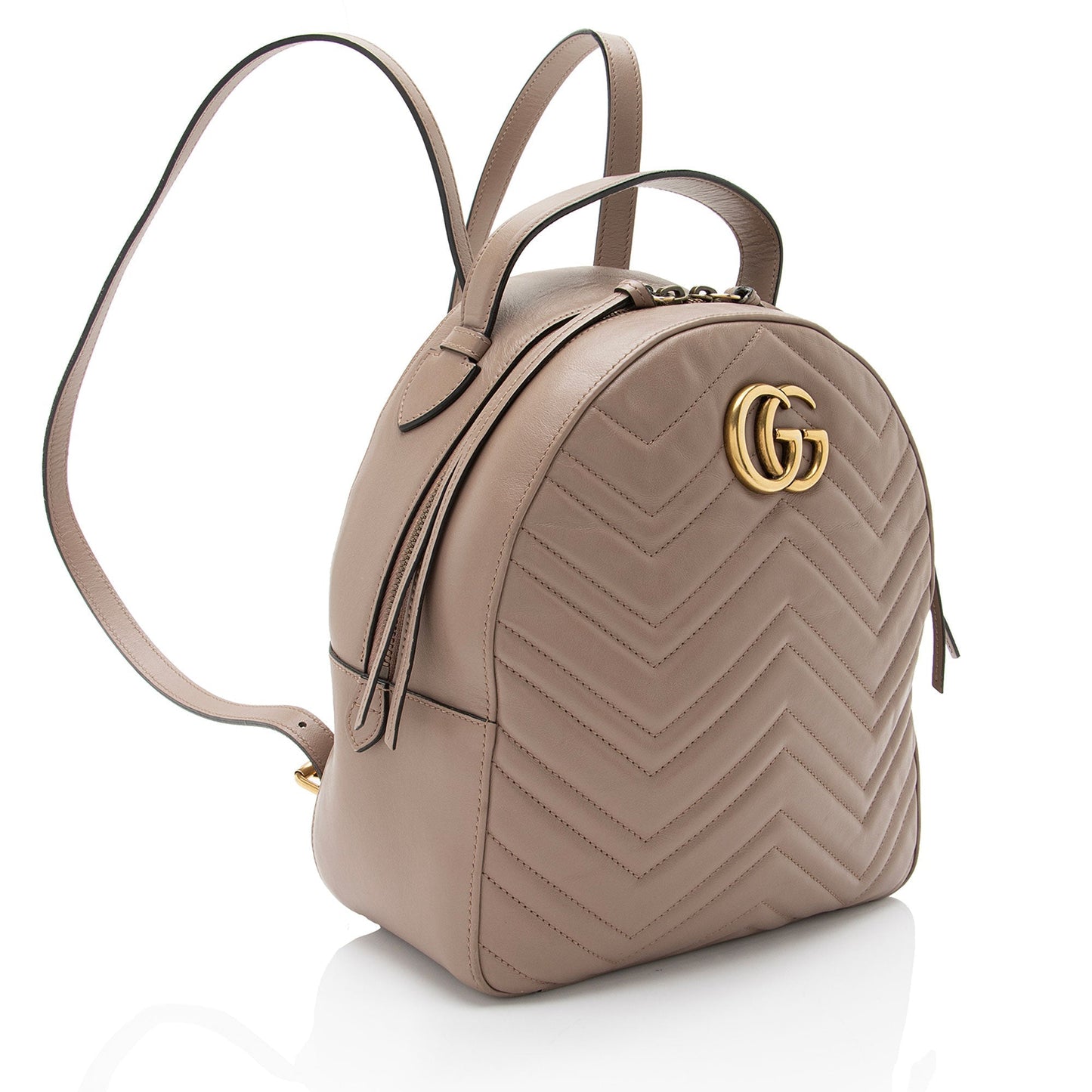 Gucci GG Marmont Backpack Matelasse Leather Brown Shoulder Bag