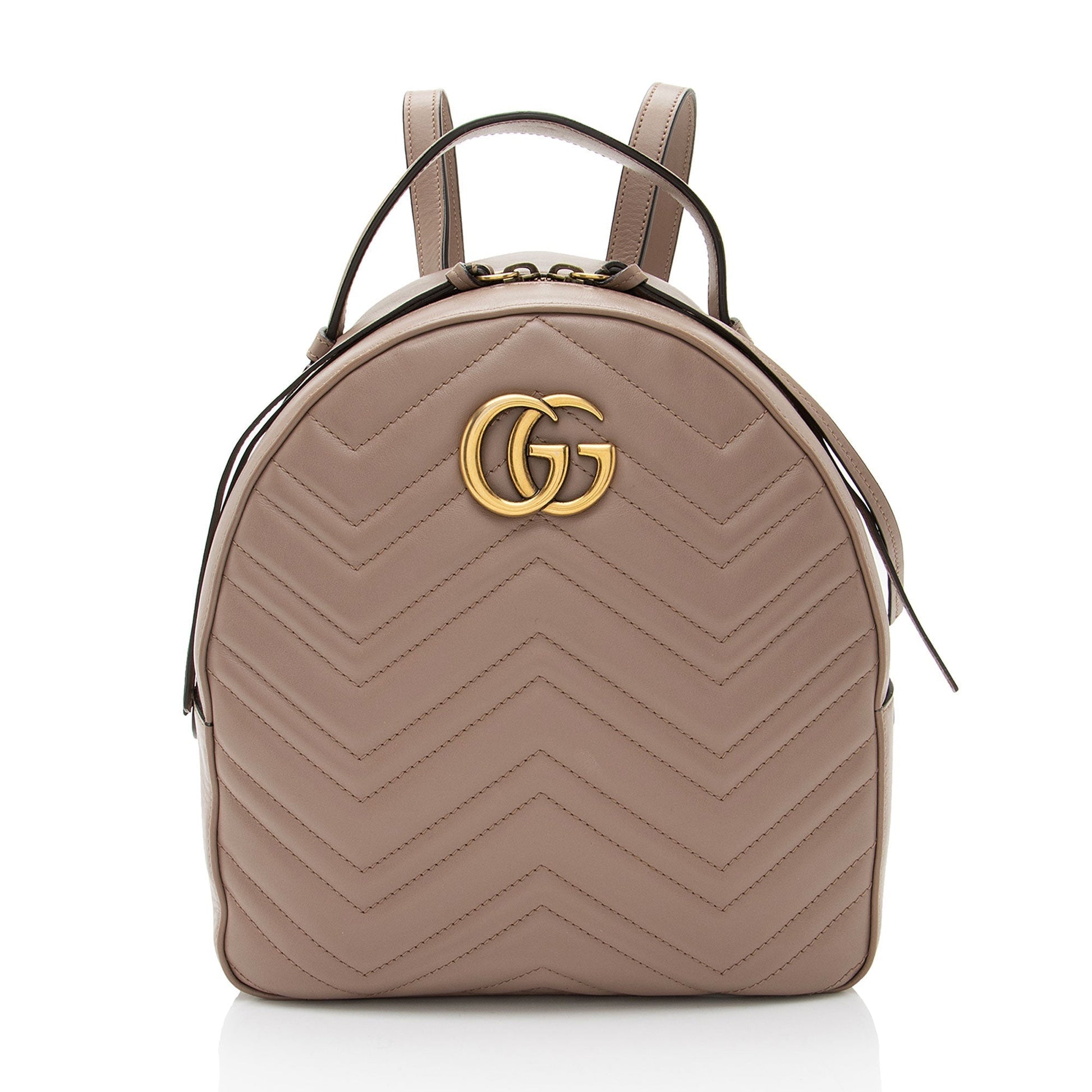 Gucci GG Marmont Backpack Matelasse Leather Brown Shoulder Bag Shf Fcxgqv