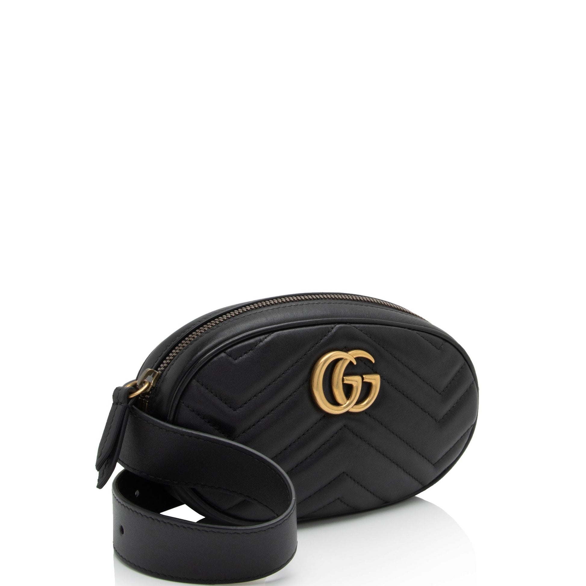 Gucci GG Marmont Belt - Size Matelasse Leather Black Accessory