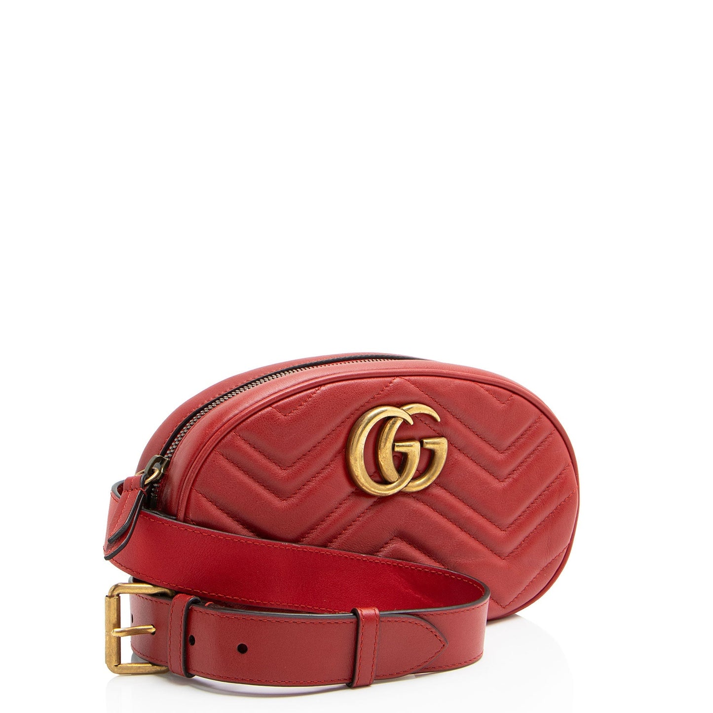 Gucci GG Marmont Belt - Size Matelasse Leather Red Accessory 38 95