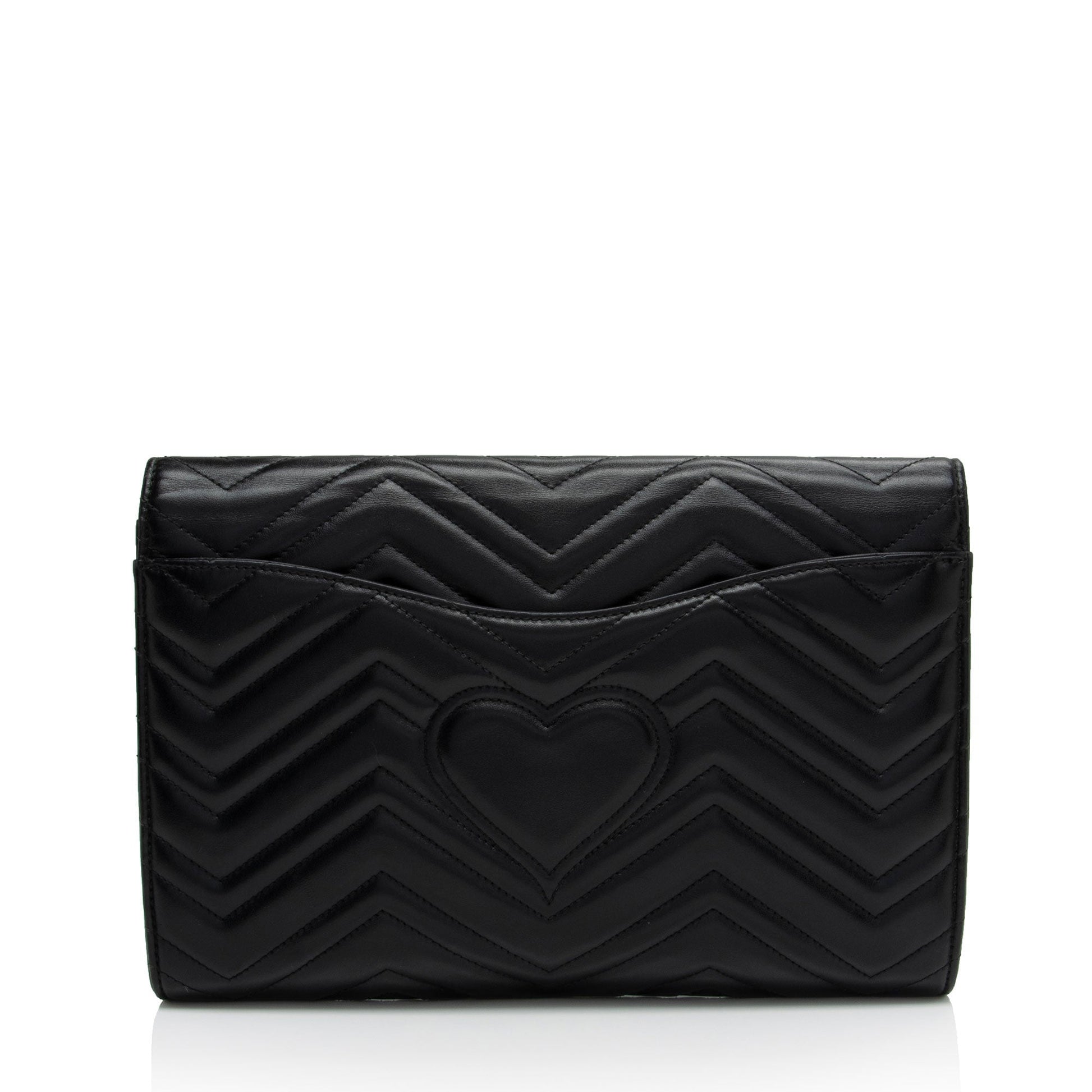 Gucci GG Marmont SHF-v89K6D Matelasse Leather Black Clutch Bag
