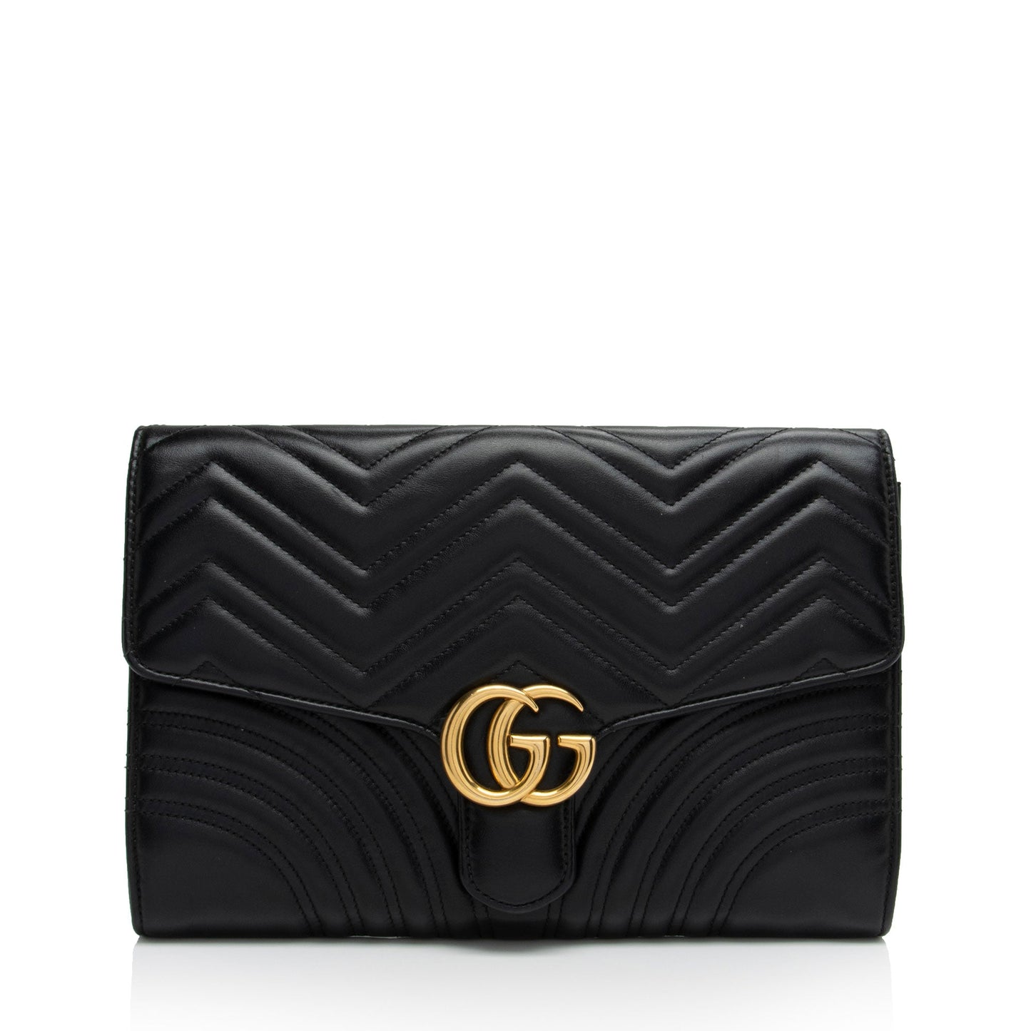 Gucci GG Marmont SHF-v89K6D Matelasse Leather Black Clutch Bag