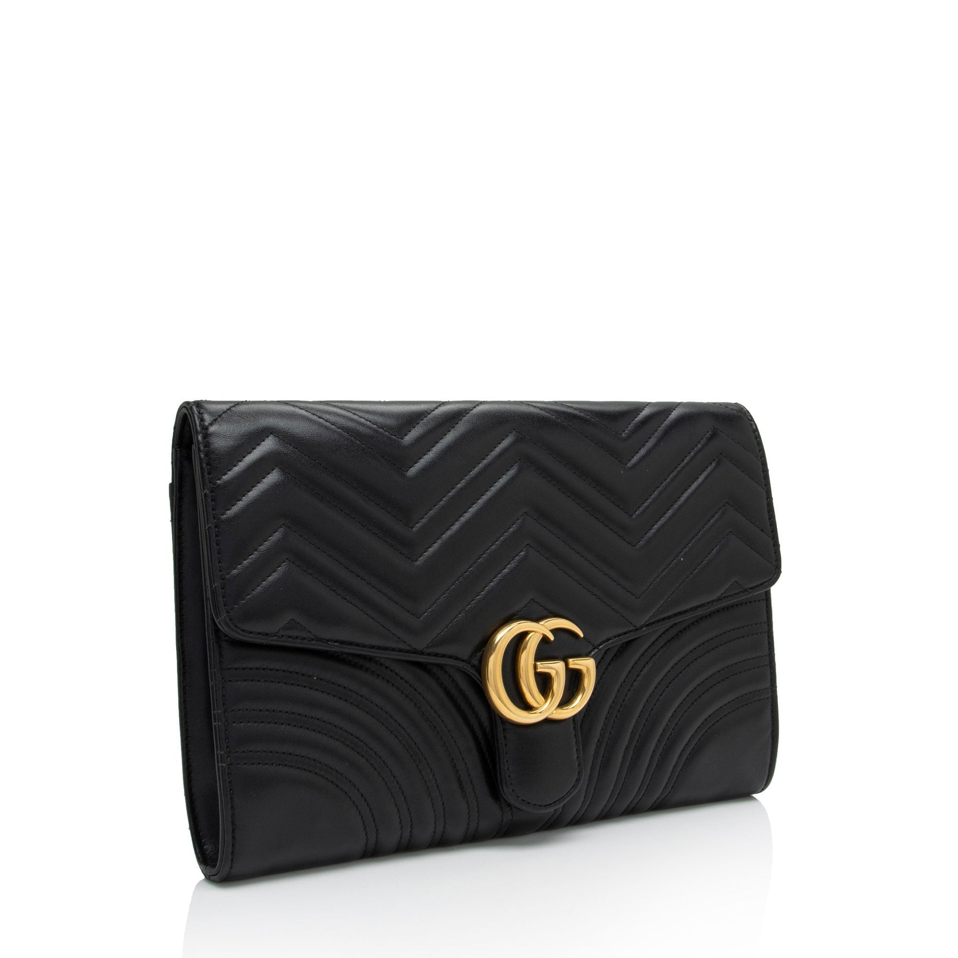 Gucci GG Marmont SHF-v89K6D Matelasse Leather Black Clutch Bag