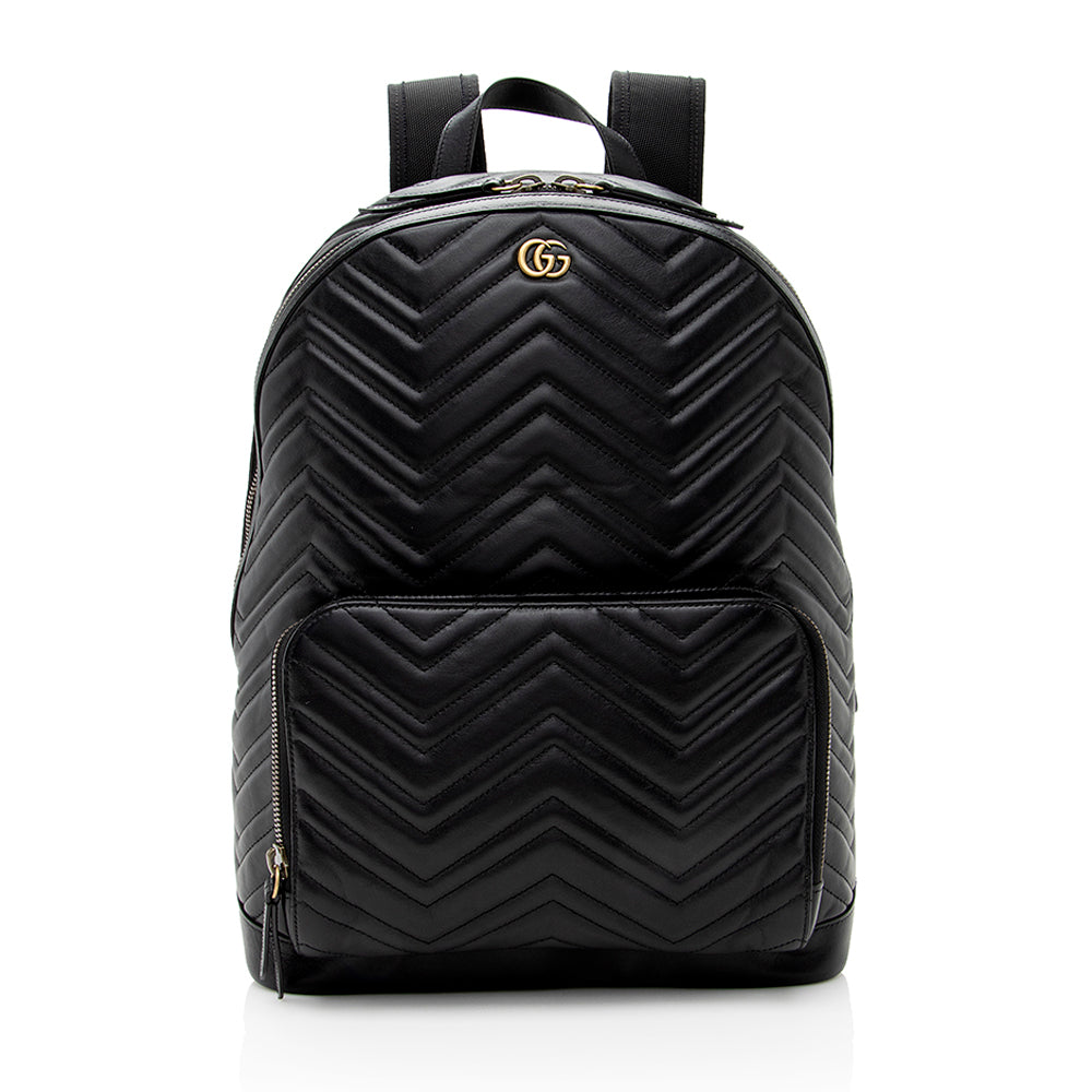 Gucci GG Marmont Day Backpack SHF Matelasse Leather Black Shoulder Bag