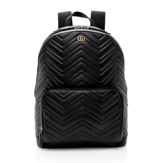 Gucci GG Marmont Day Backpack SHF Matelasse Leather Black Shoulder Bag