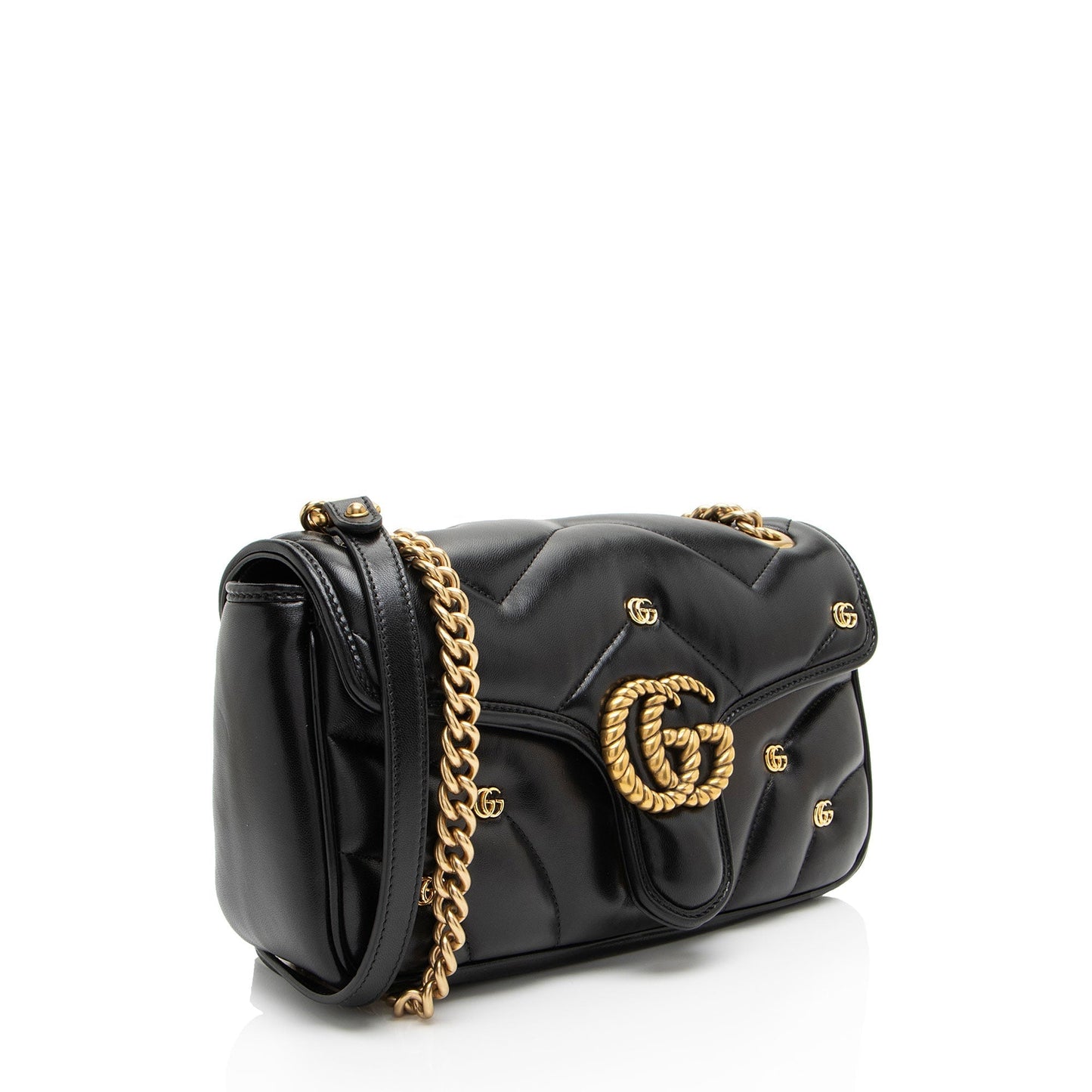 Gucci GG Marmont GG Studded Matelasse Leather Small Flap Crossbody Bag