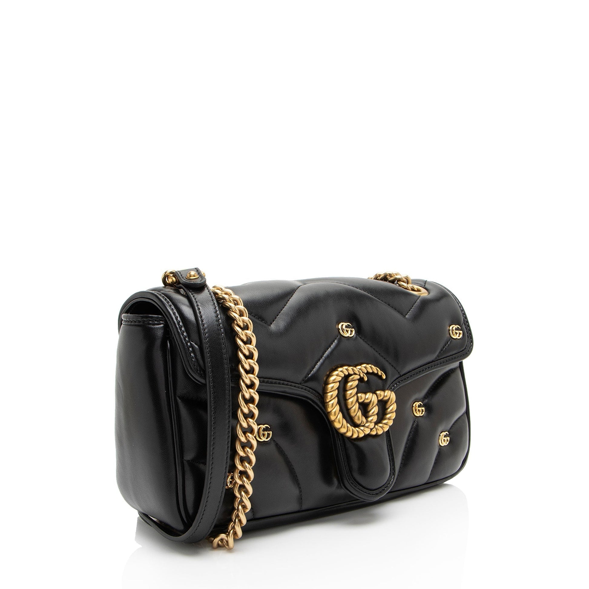 Gucci GG Marmont GG Studded Matelasse Leather Small Flap Crossbody Bag