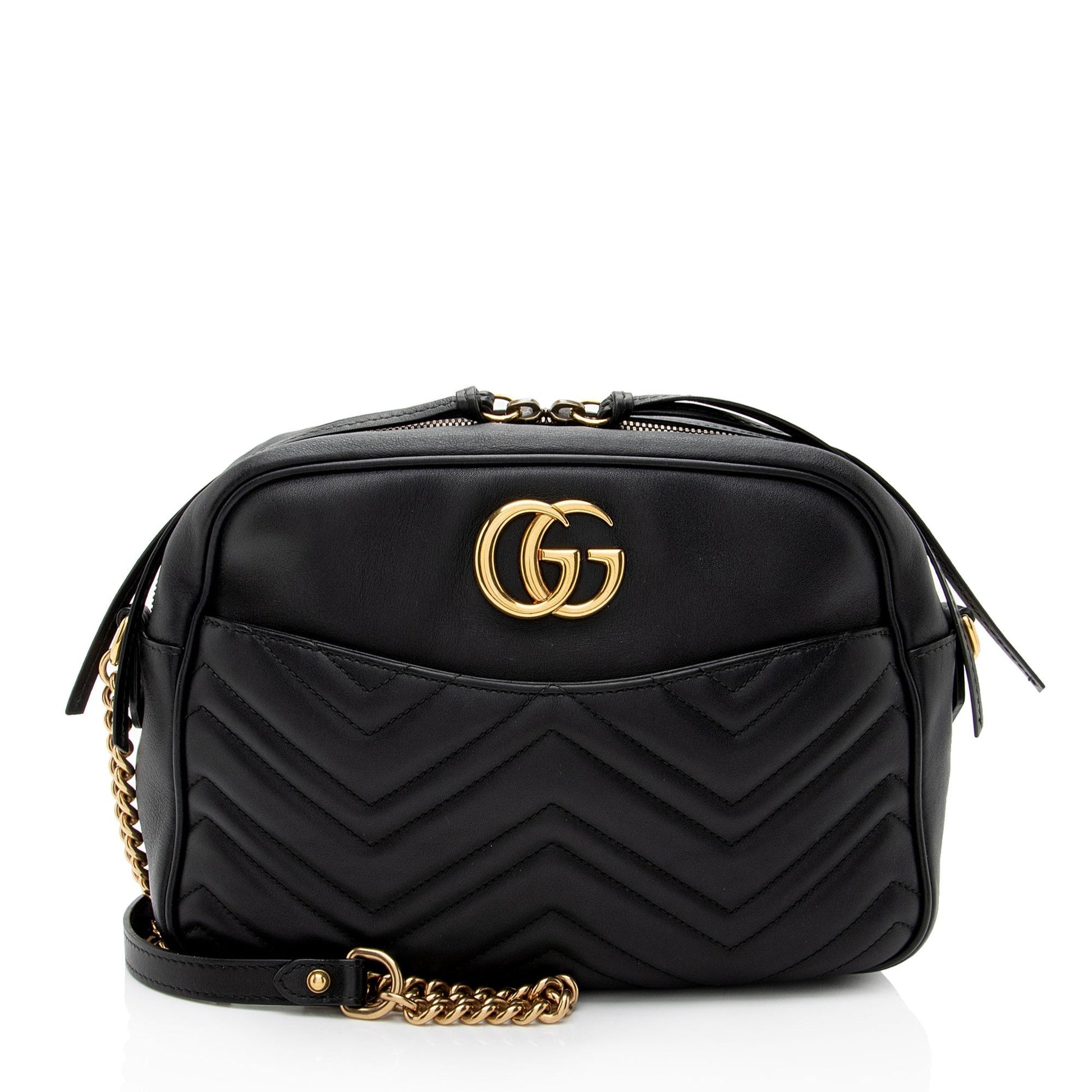 Gucci GG Marmont Camera Matelasse Leather Black Large Crossbody Bag
