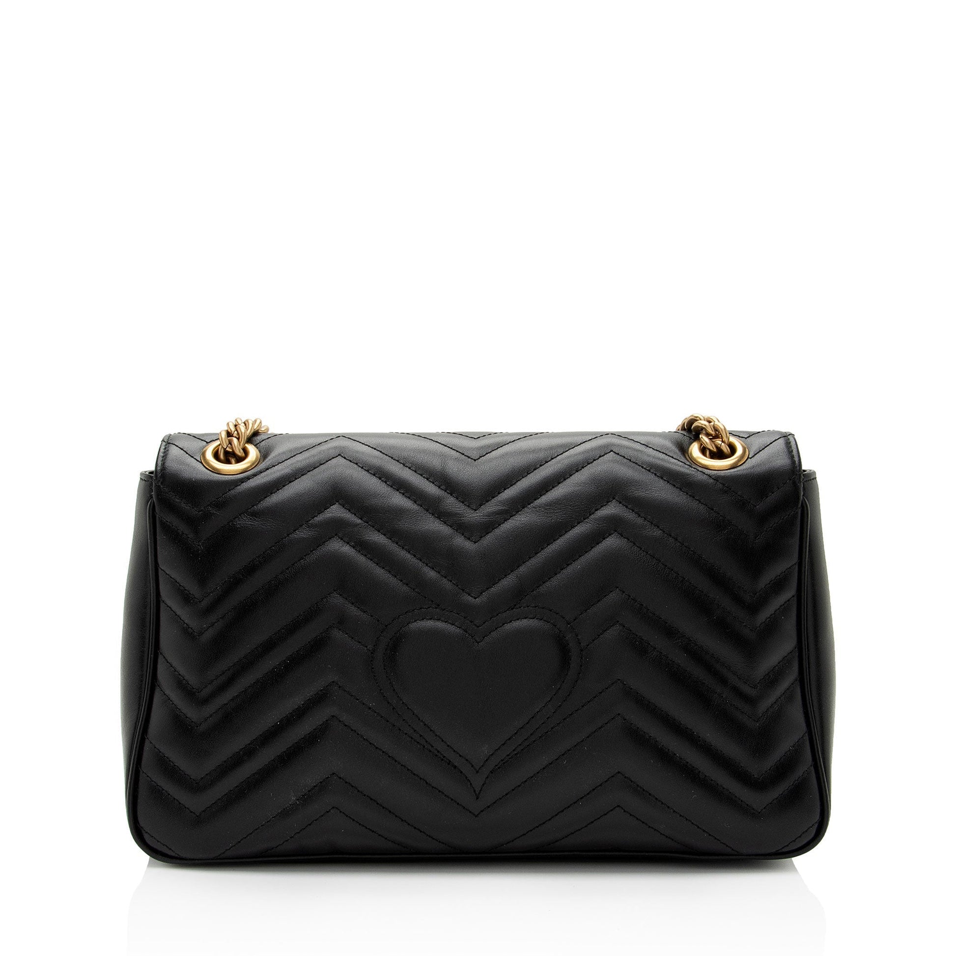 Gucci GG Marmont Flap SHF-maxMO9 Matelasse Leather Black Medium Crossbody Bag