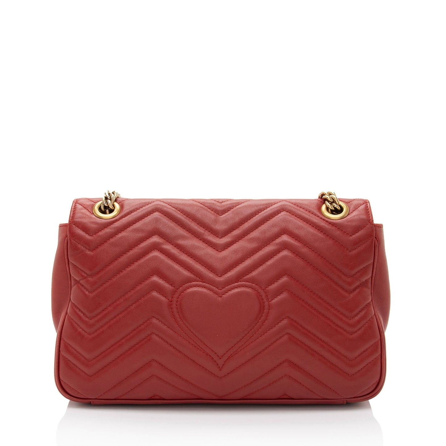 Gucci GG Marmont Flap SHF-nwt9t4 Matelasse Leather Red Medium Crossbody Bag