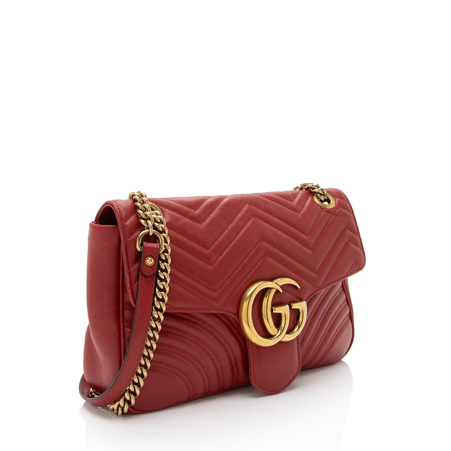 Gucci GG Marmont Flap SHF-nwt9t4 Matelasse Leather Red Medium Crossbody Bag