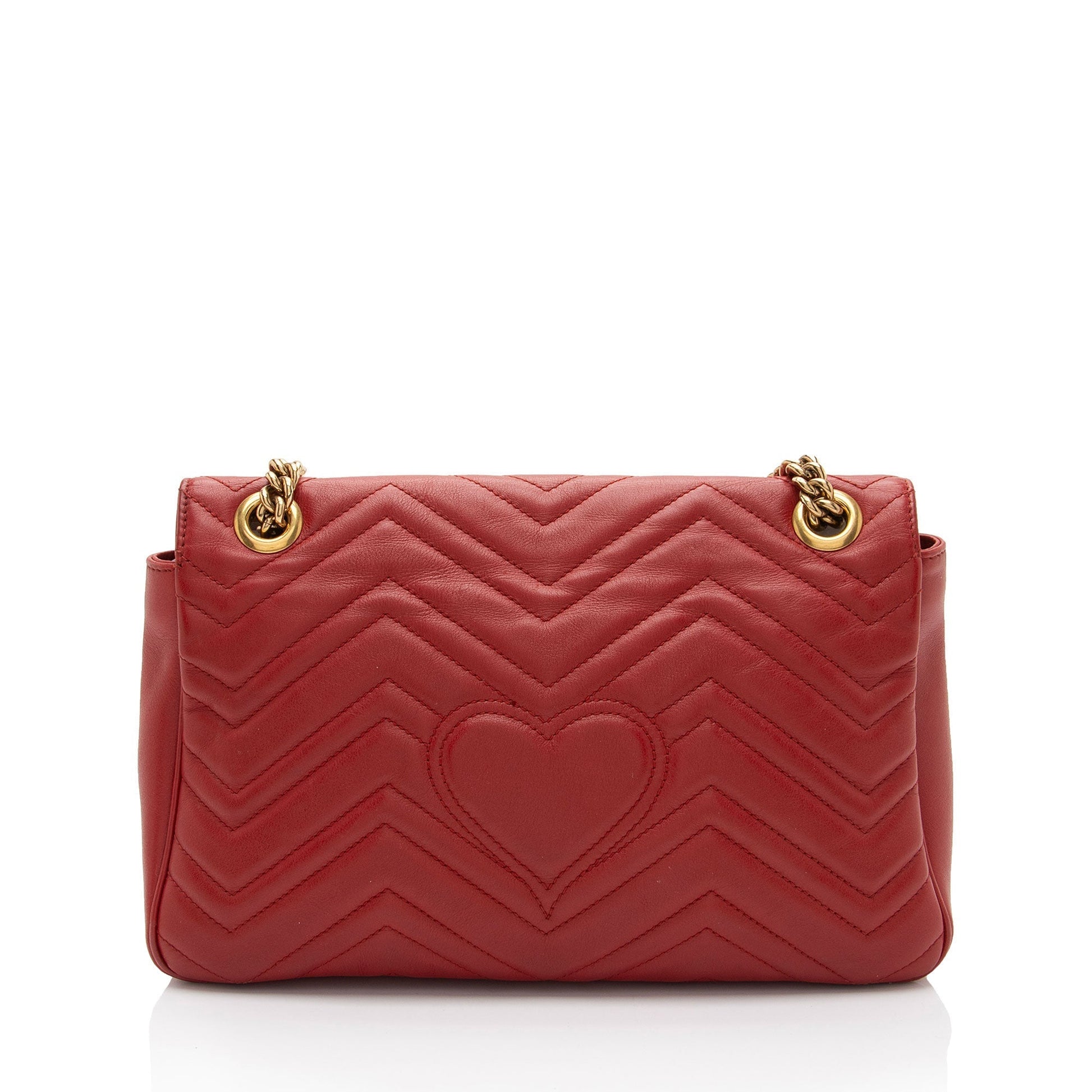 Gucci GG Marmont Flap Matelasse Leather Red Medium Crossbody Bag Shf Ucaefz