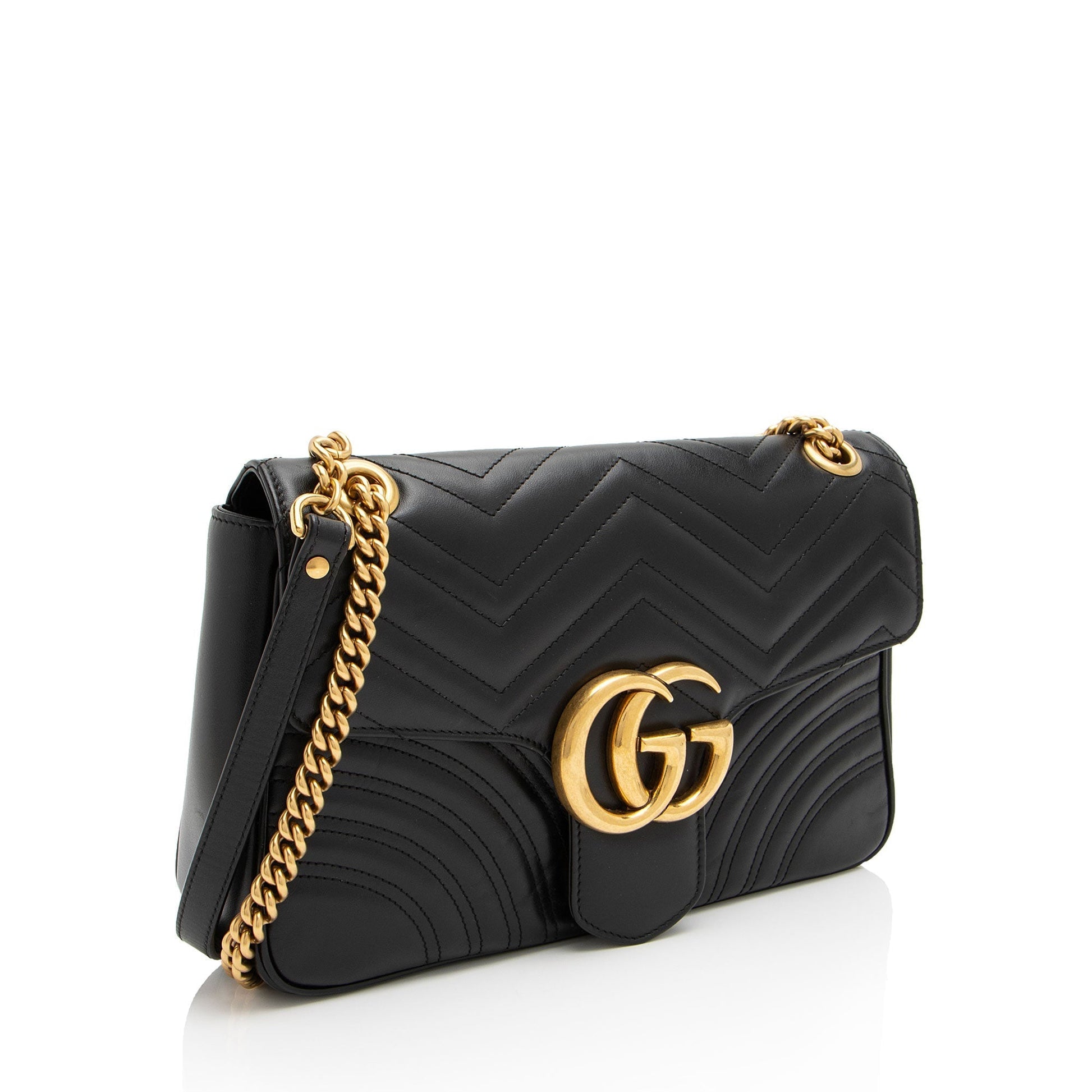 Gucci GG Marmont Flap SHF-Xorpjv Matelasse Leather Black Medium Crossbody Bag