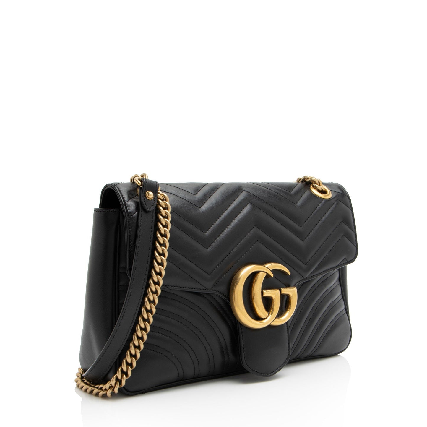 Gucci GG Marmont Flap SHF-d4o6xL Matelasse Leather Black Medium Crossbody Bag