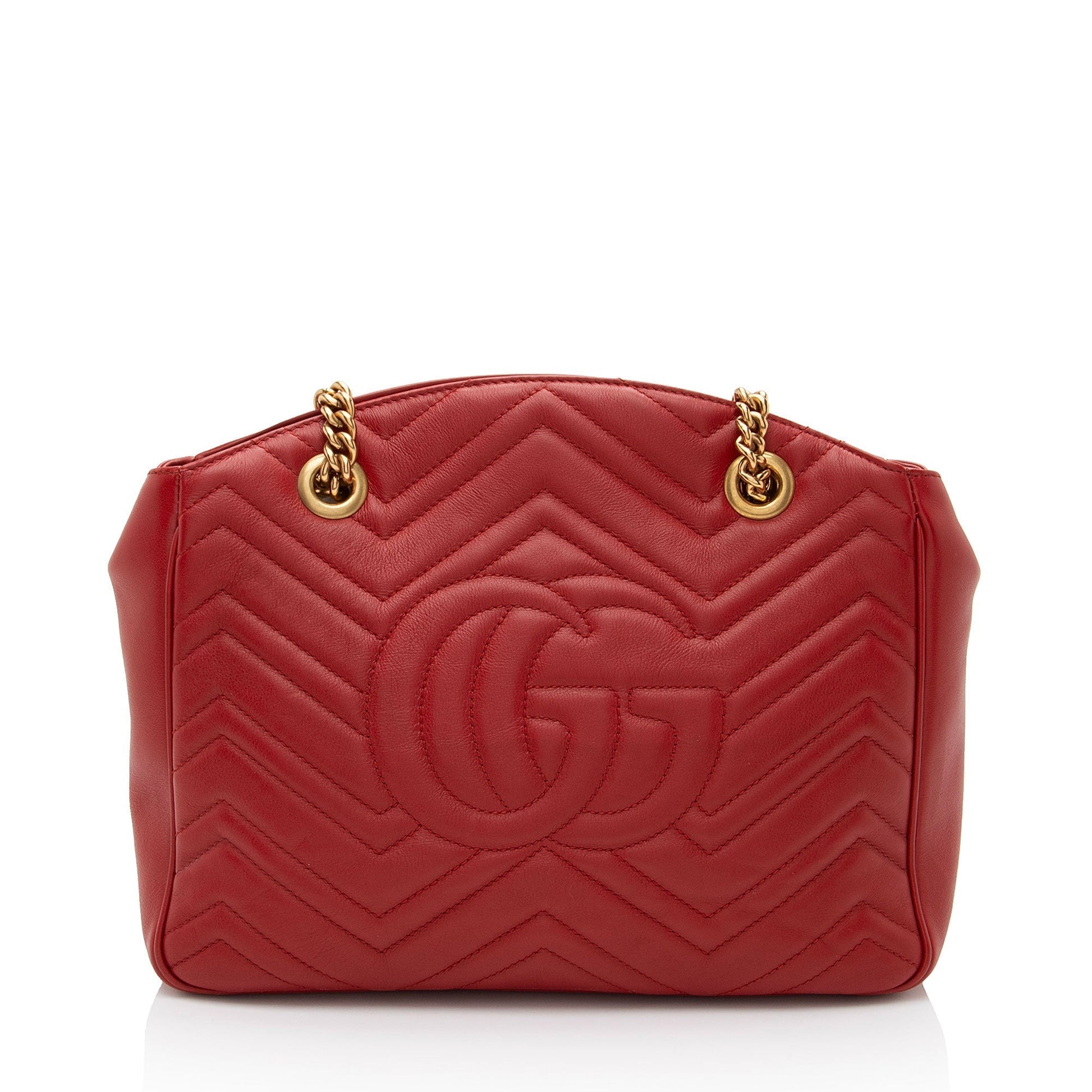 Gucci GG Marmont Open Matelasse Leather Red Medium Shoulder Bag