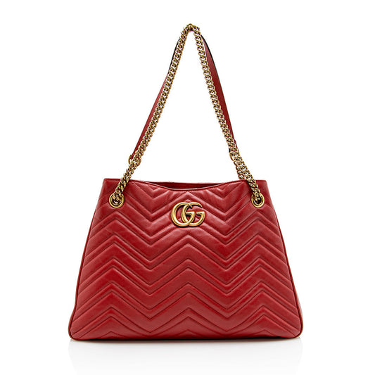 Gucci GG Marmont SHF Matelasse Leather Red Medium Shoulder Bag